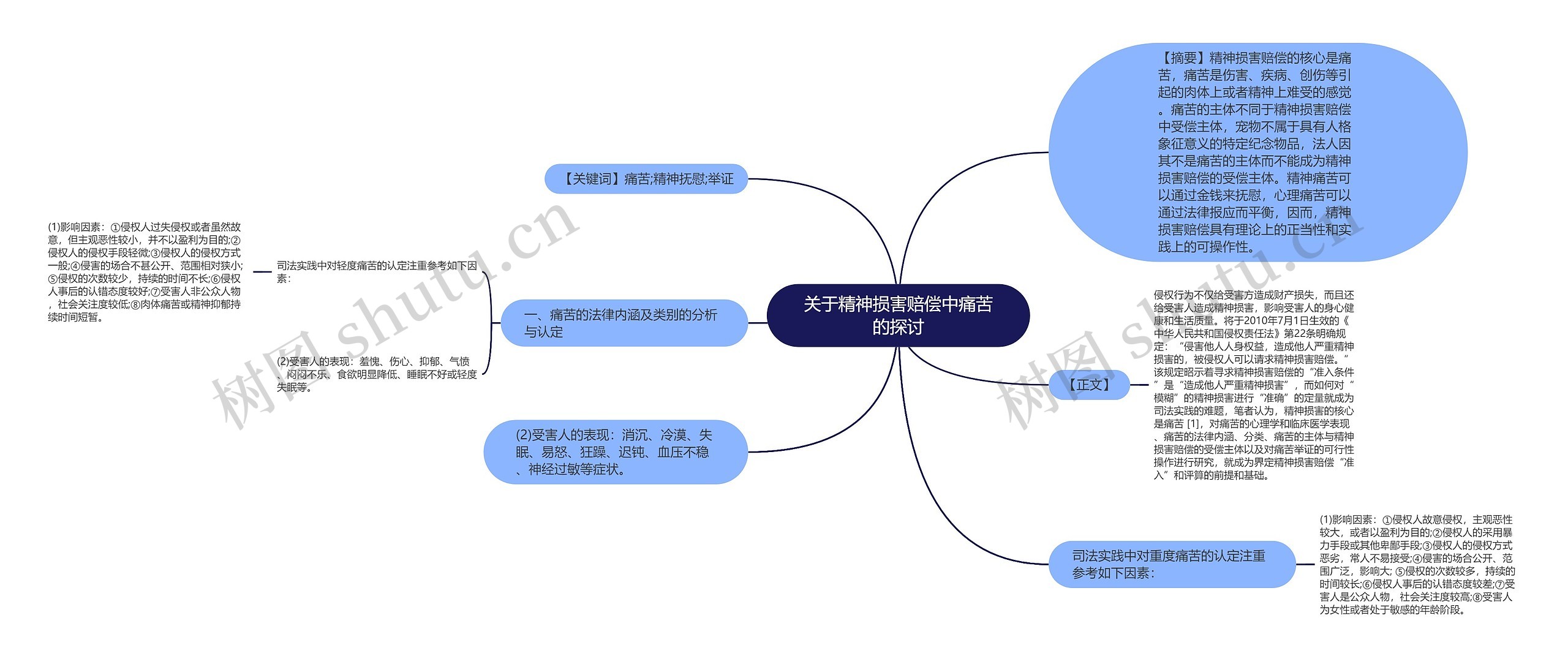 关于精神损害赔偿中痛苦的探讨思维导图