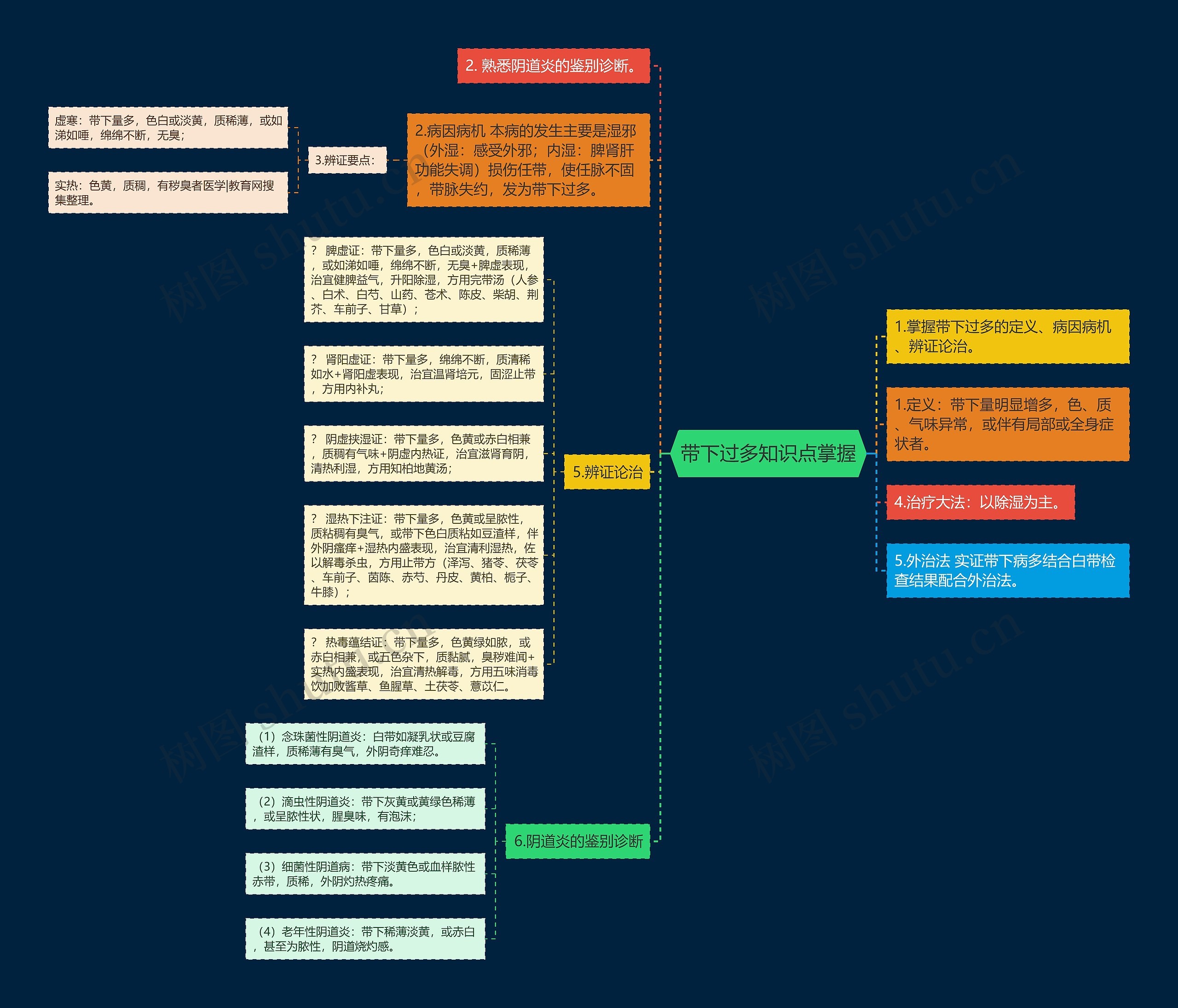 带下过多知识点掌握思维导图