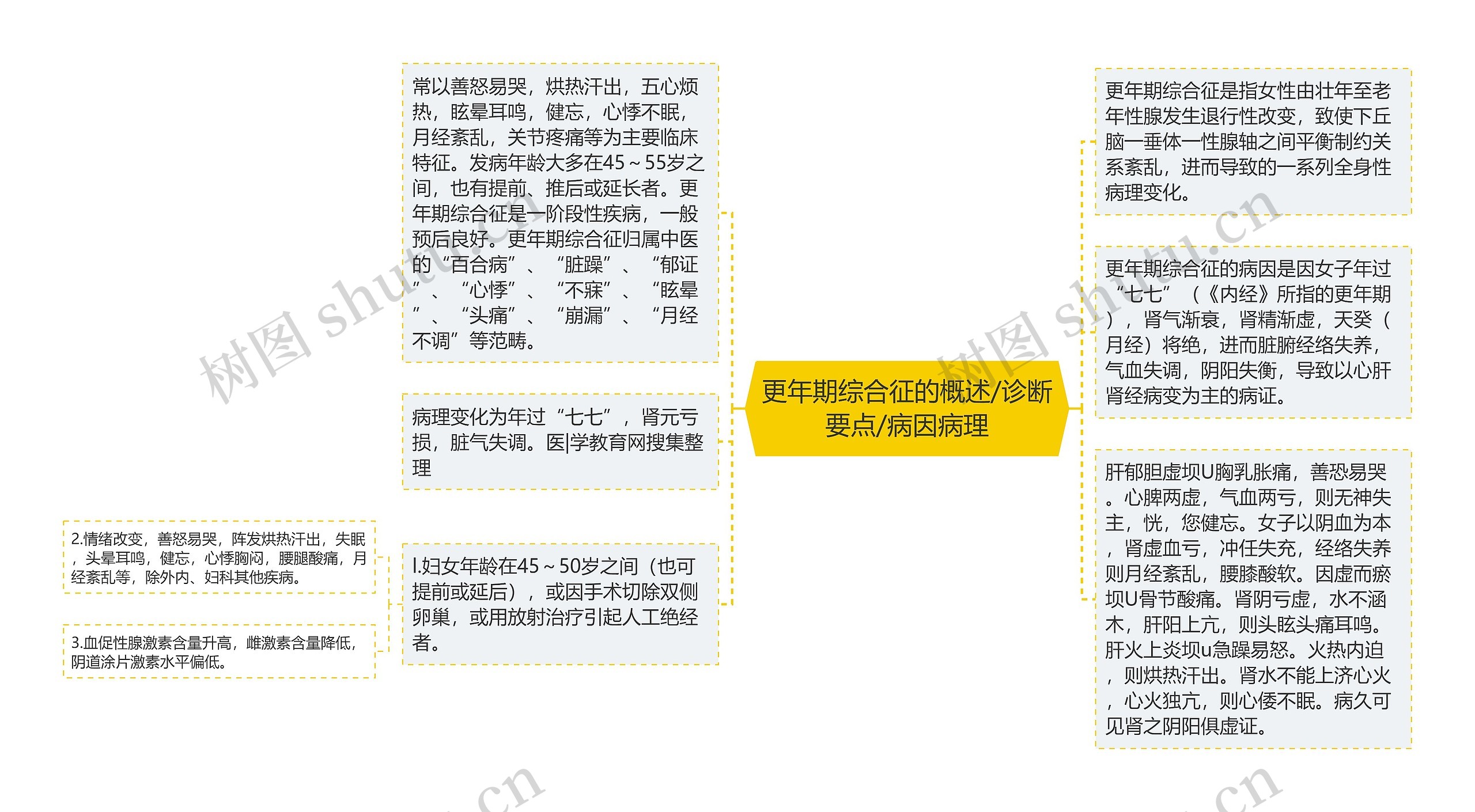 更年期综合征的概述/诊断要点/病因病理思维导图