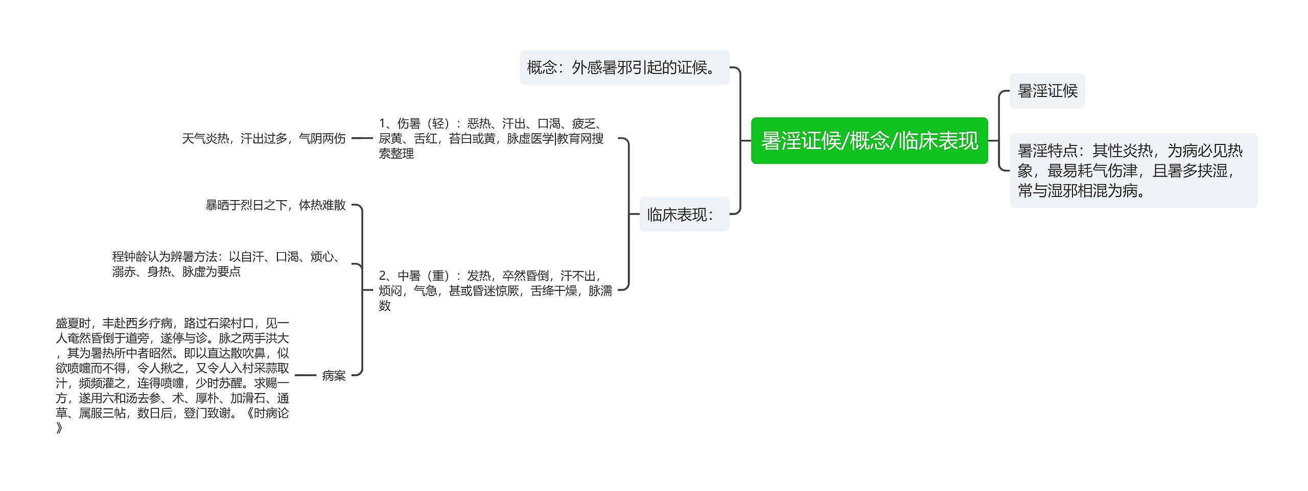 暑淫证候/概念/临床表现思维导图