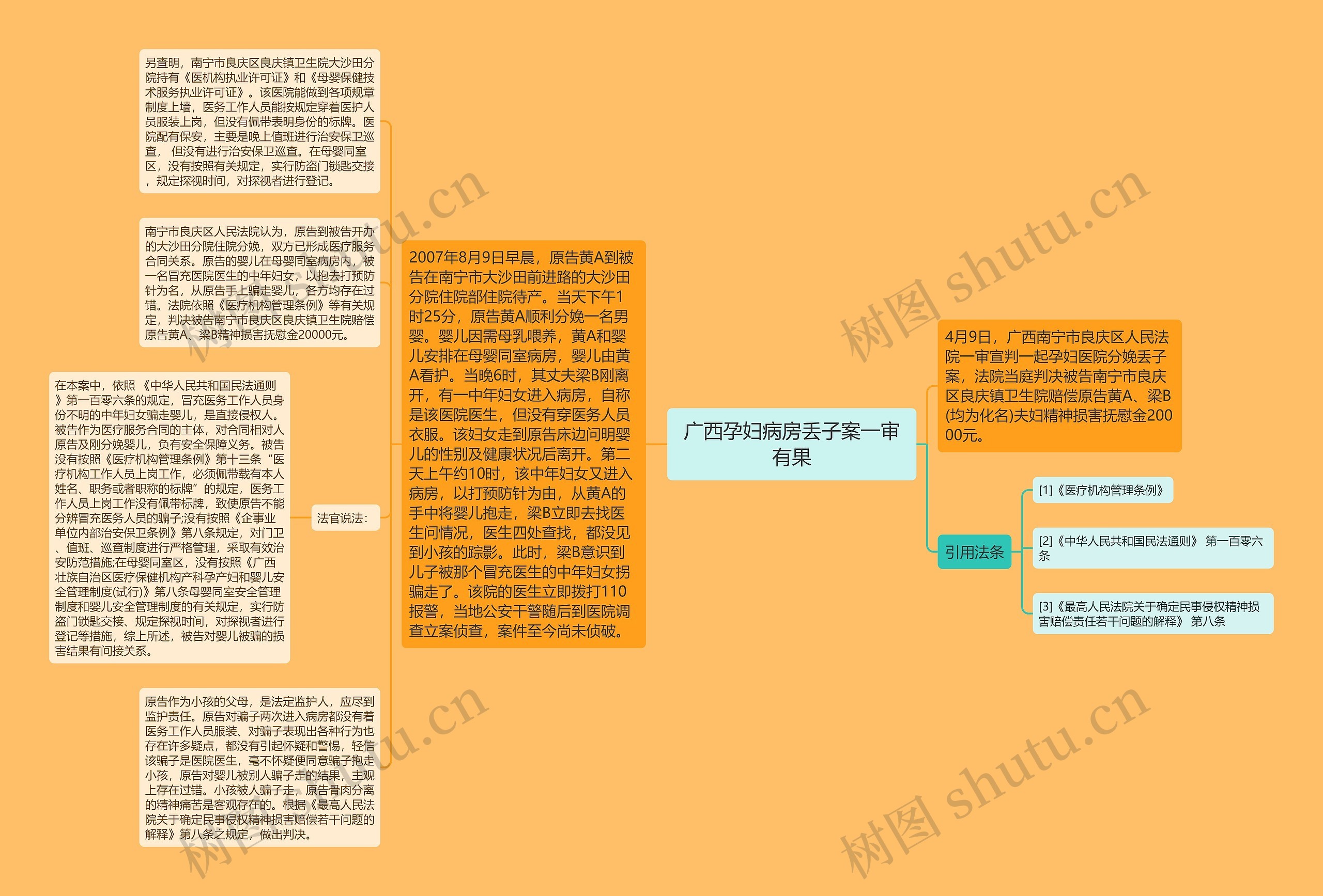 广西孕妇病房丢子案一审有果思维导图