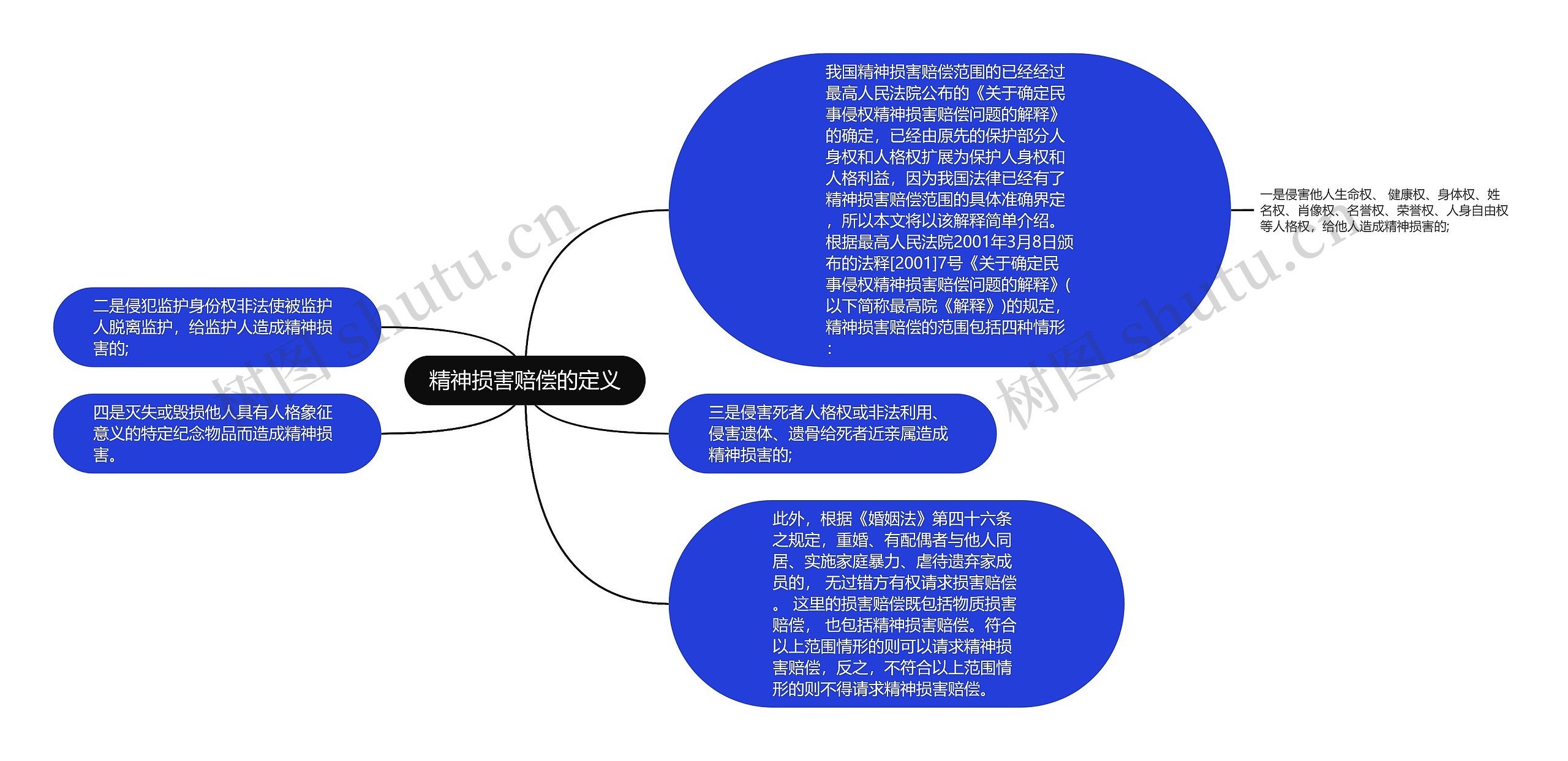 精神损害赔偿的定义思维导图