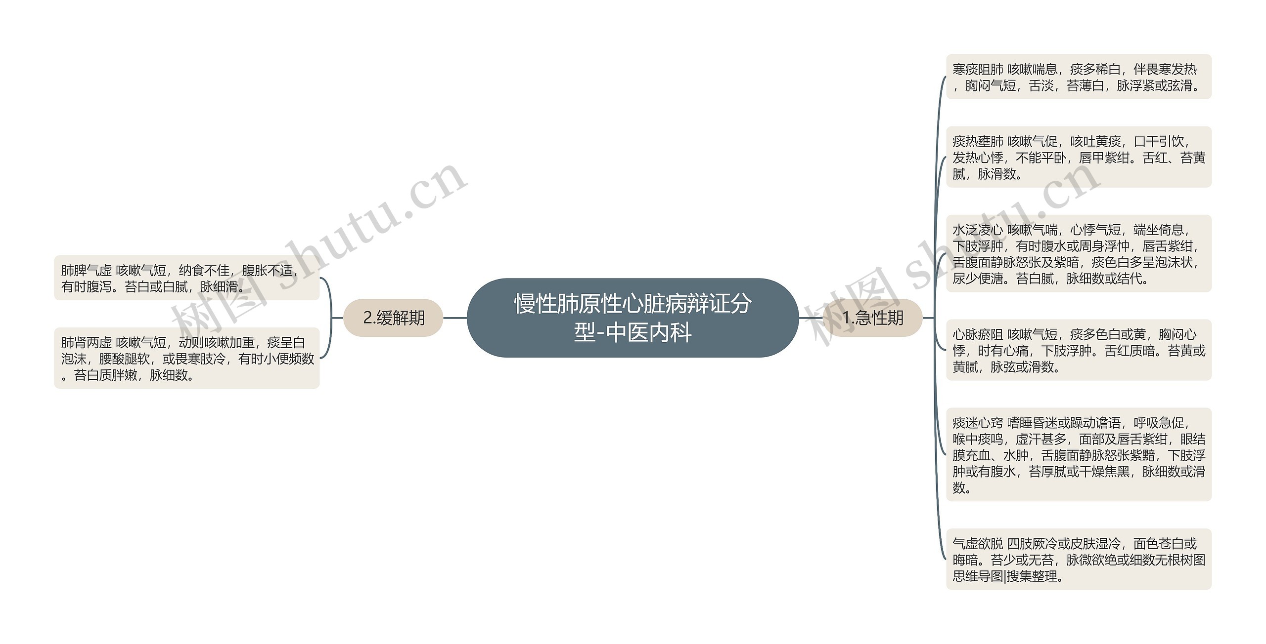 慢性肺原性心脏病辩证分型-中医内科思维导图