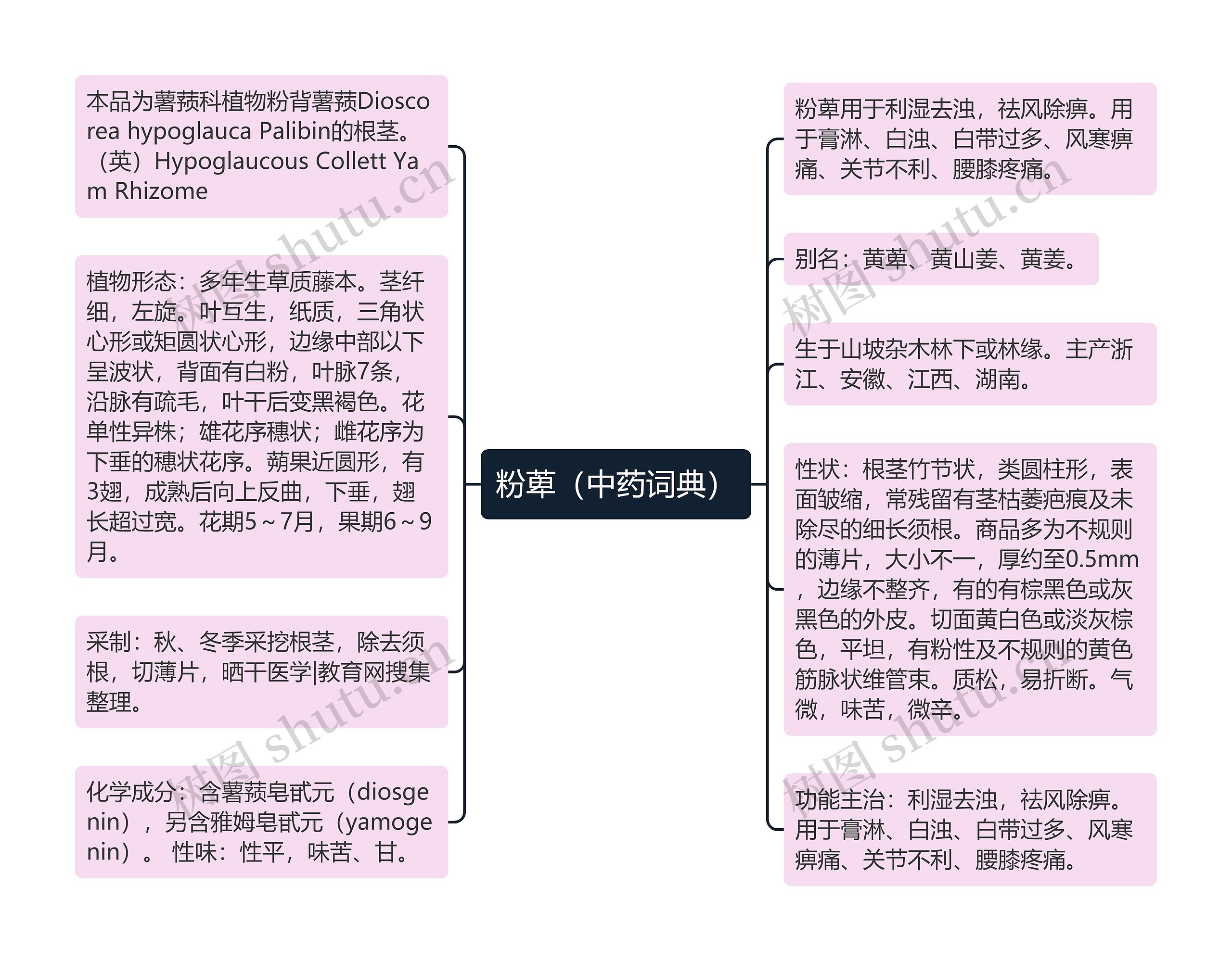 粉萆（中药词典）思维导图