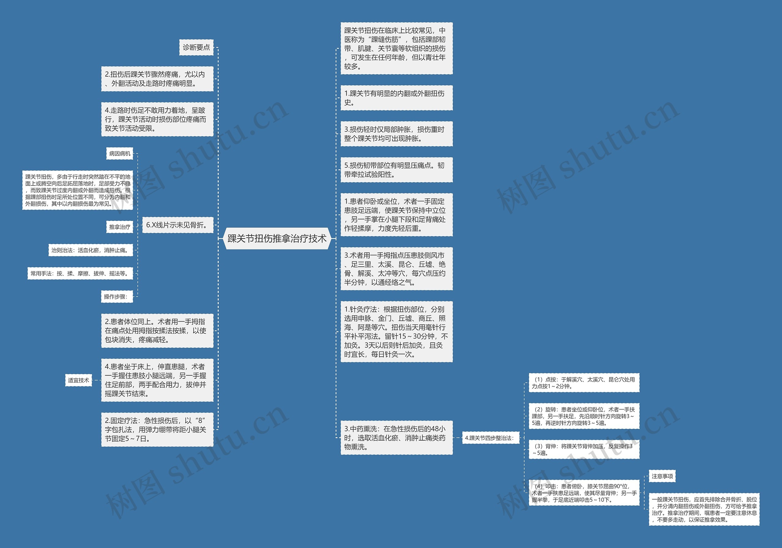 踝关节扭伤推拿治疗技术思维导图