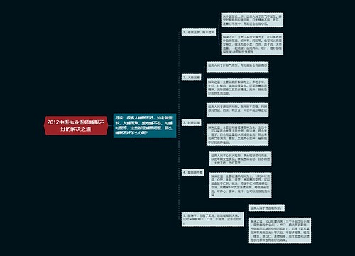 2012中医执业医师睡眠不好的解决之道