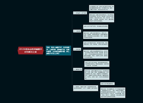 2012中医执业医师睡眠不好的解决之道