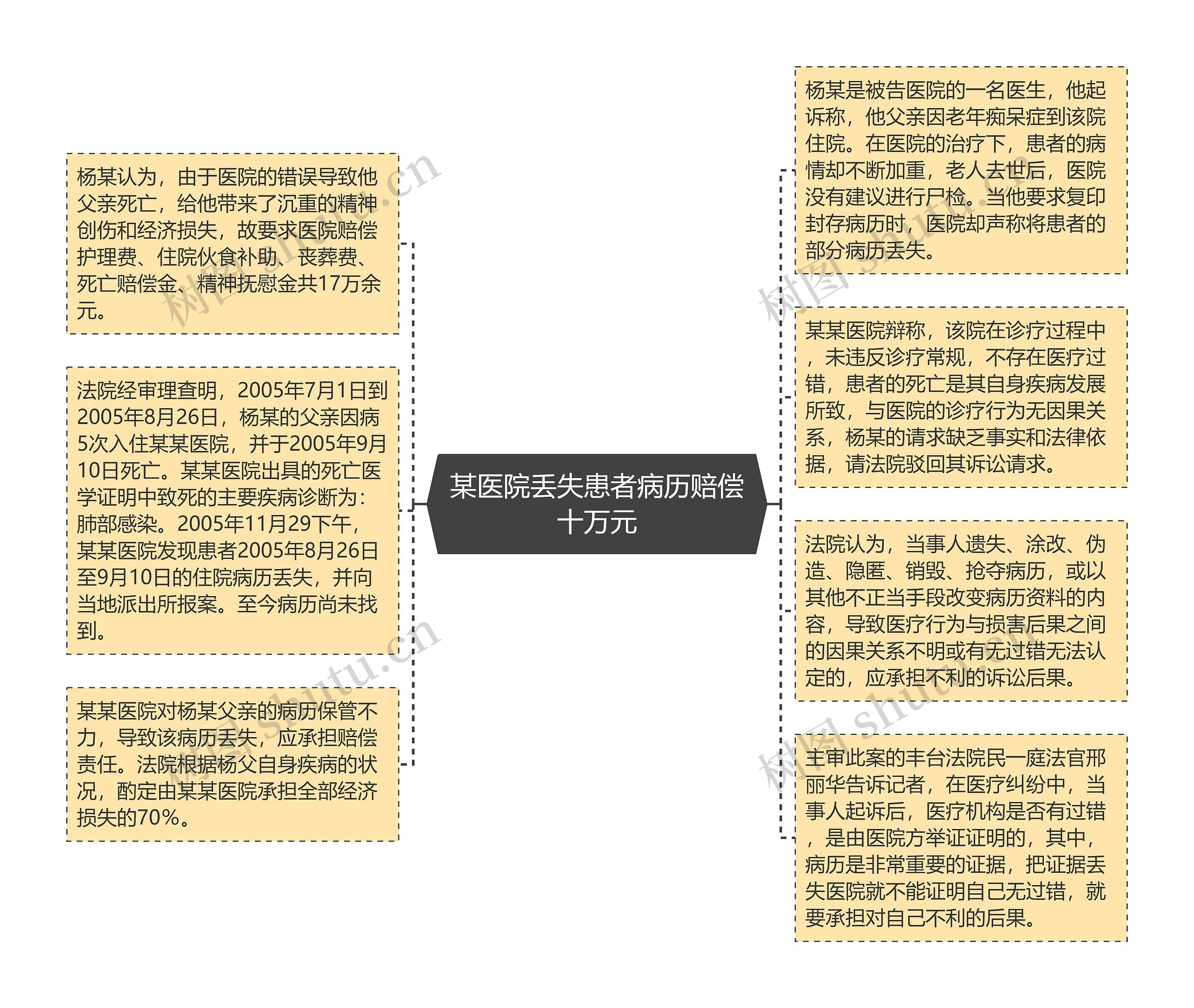 某医院丢失患者病历赔偿十万元思维导图