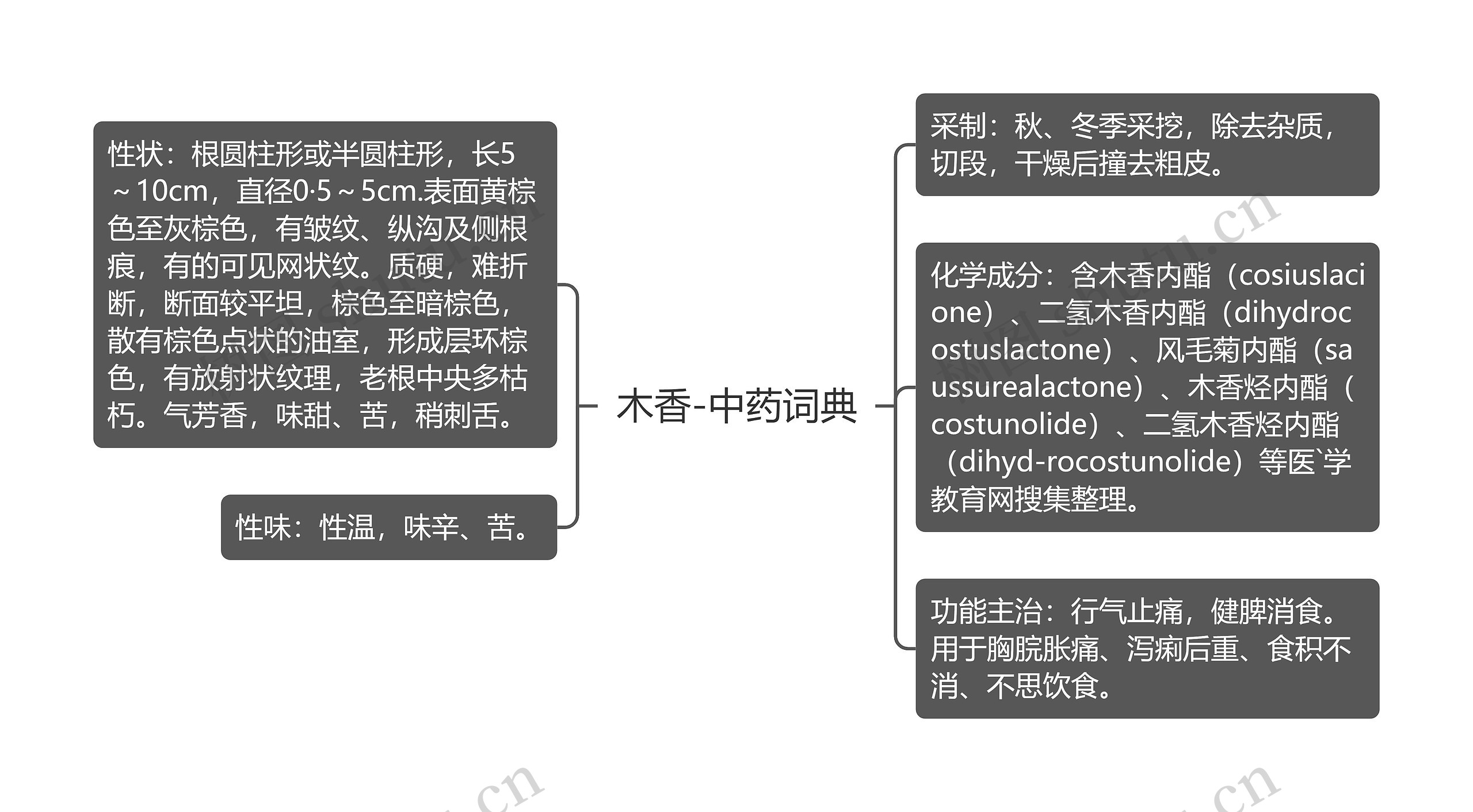 木香-中药词典思维导图