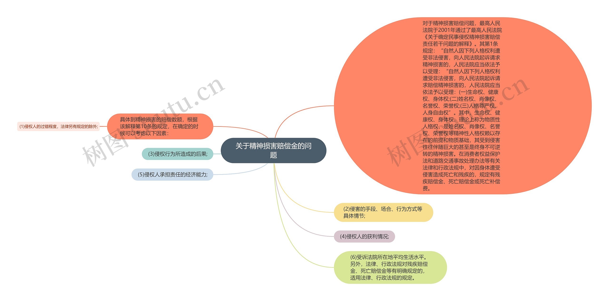 关于精神损害赔偿金的问题思维导图