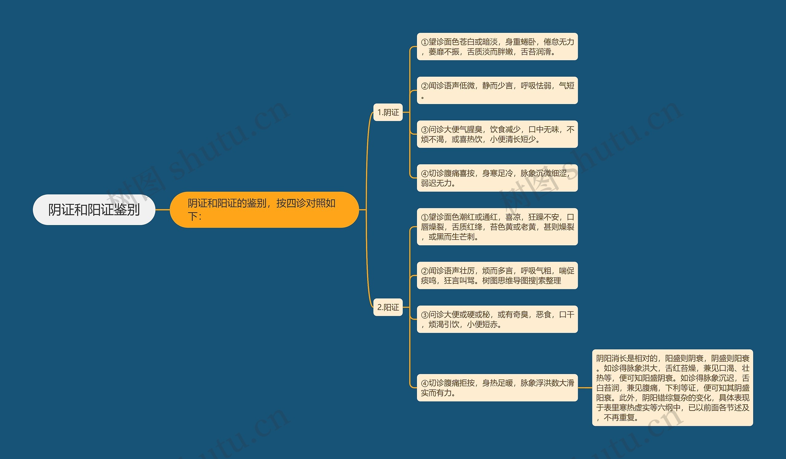 阴证和阳证鉴别思维导图