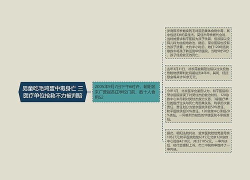 男童吃毛鸡蛋中毒身亡 三医疗单位抢救不力被判赔