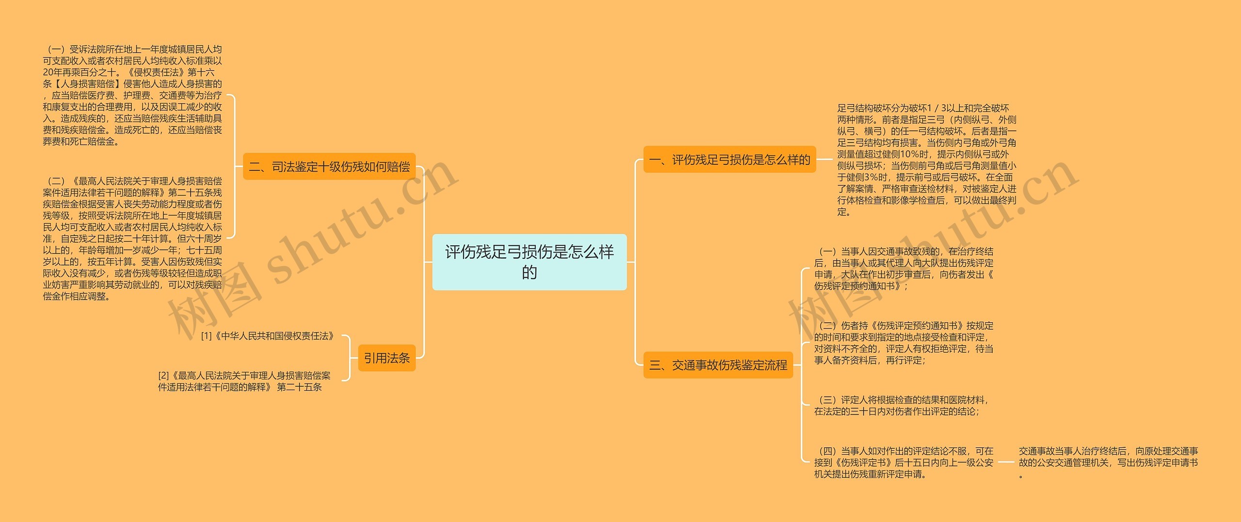 评伤残足弓损伤是怎么样的思维导图