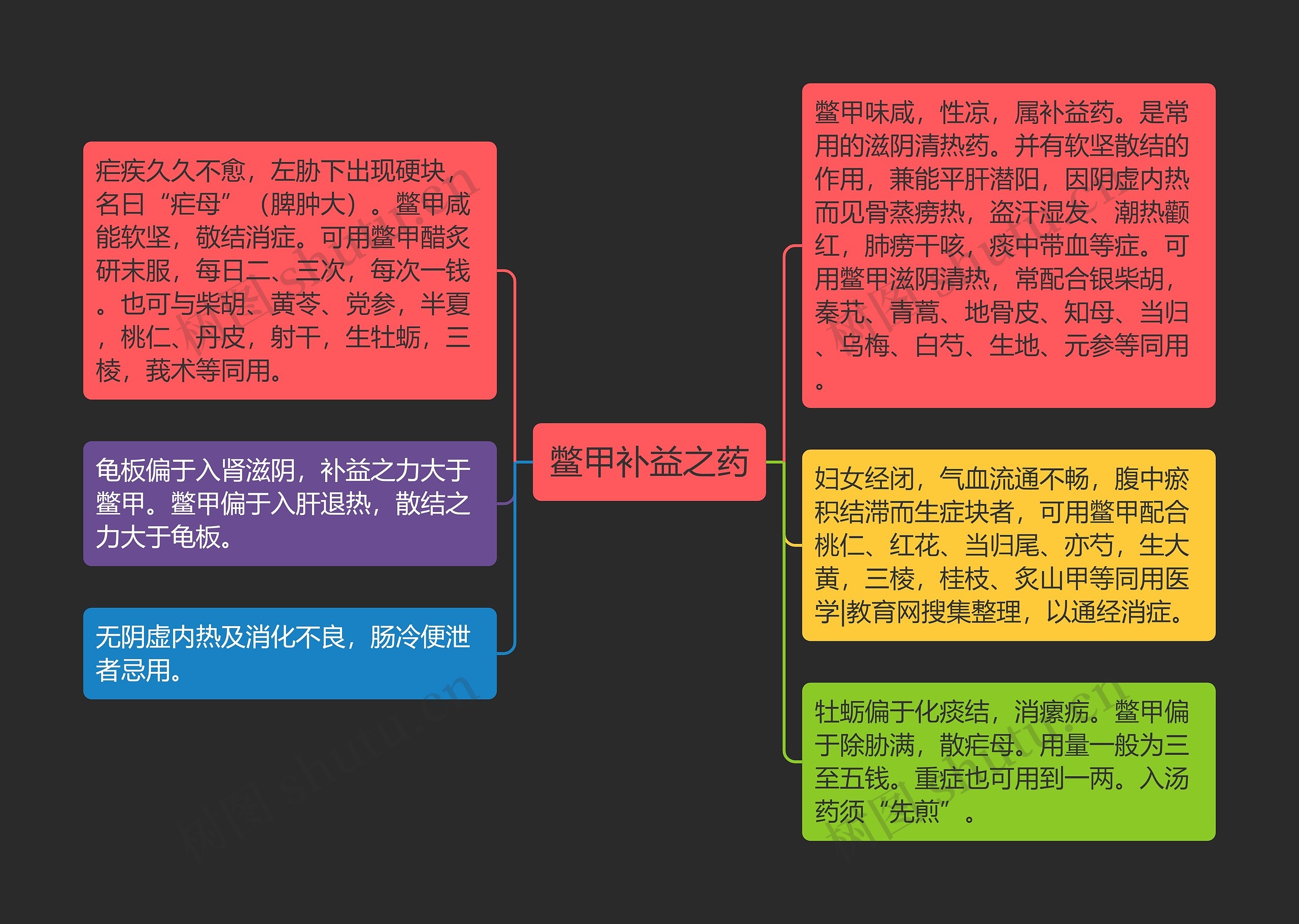 鳖甲补益之药思维导图