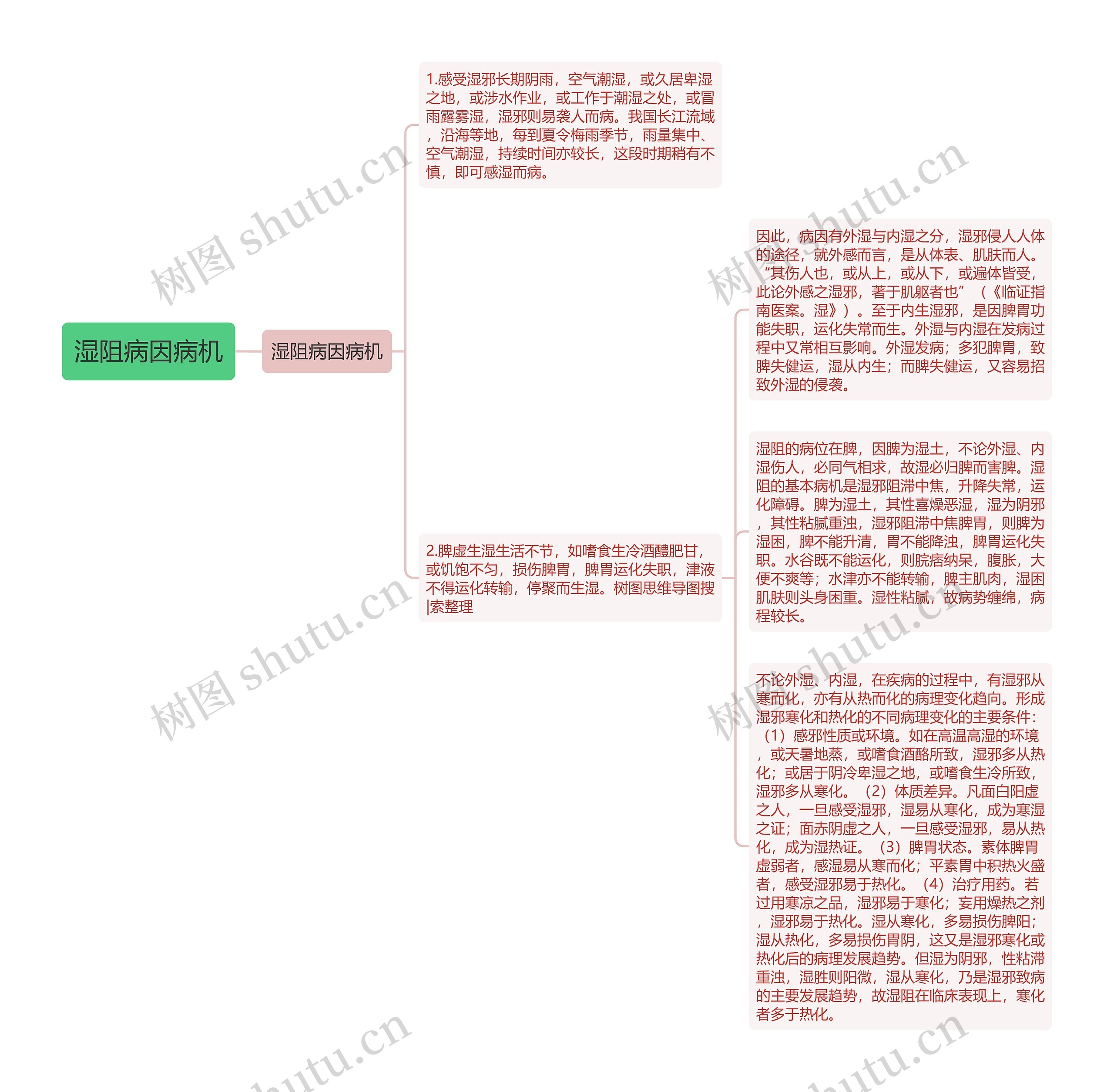 湿阻病因病机思维导图