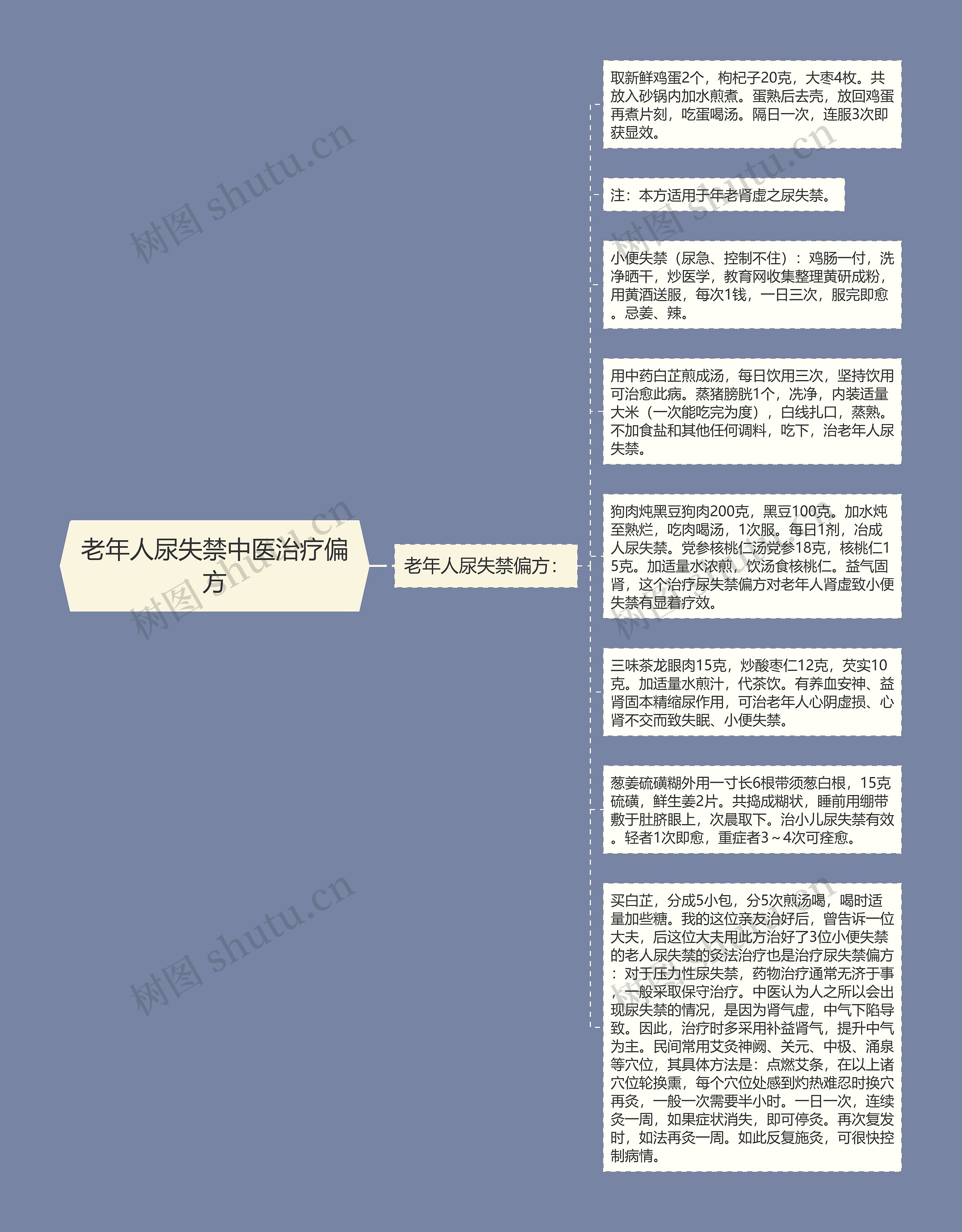 老年人尿失禁中医治疗偏方思维导图