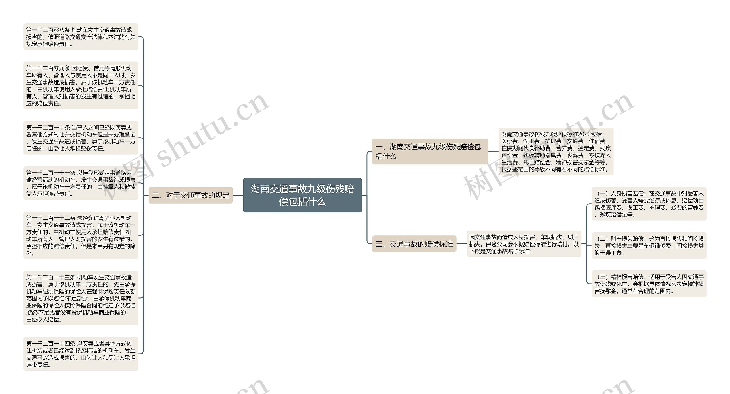 湖南交通事故九级伤残赔偿包括什么思维导图