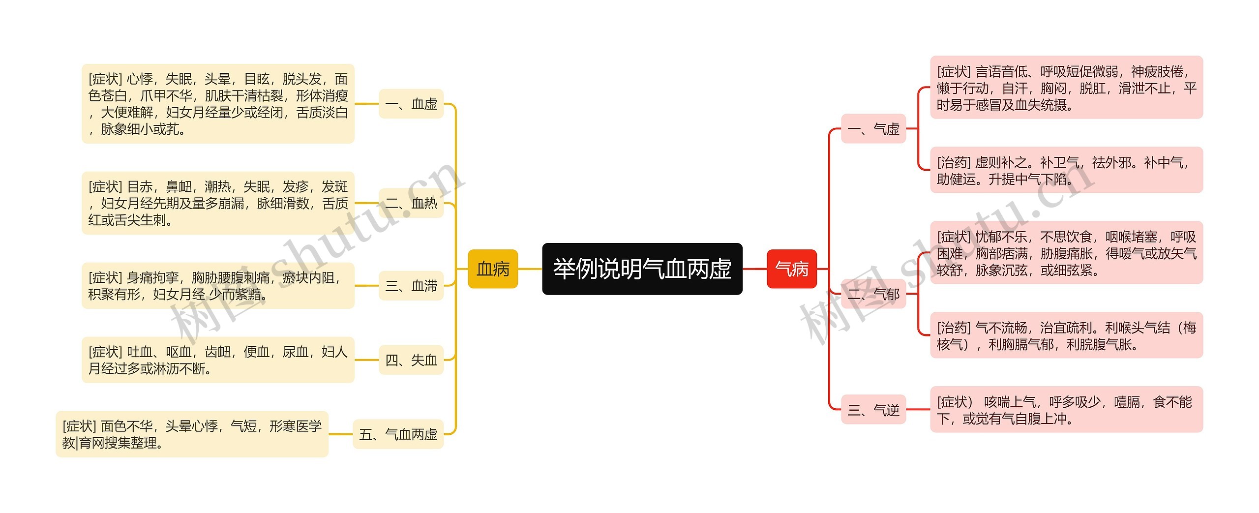 举例说明气血两虚思维导图