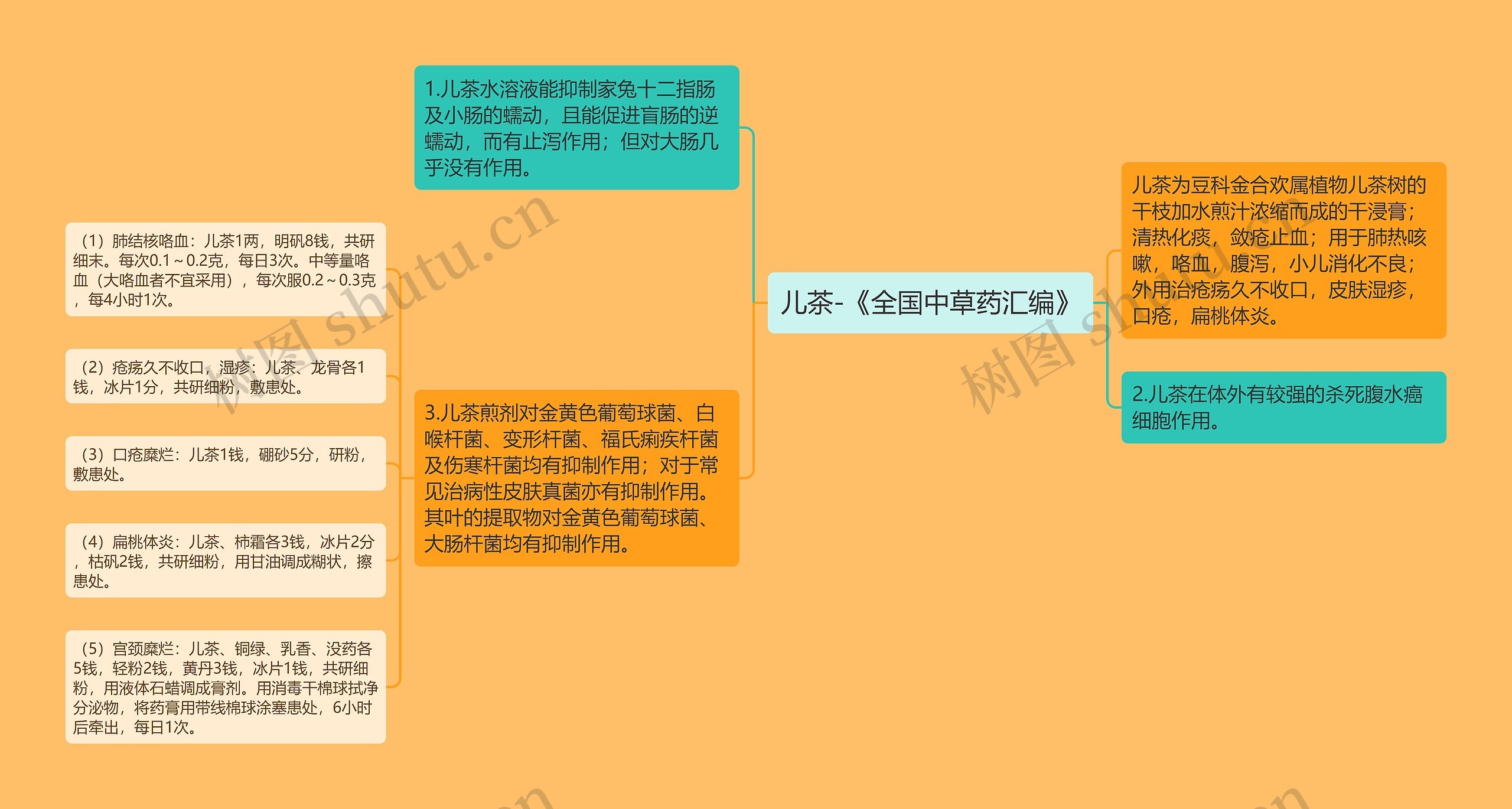 儿茶-《全国中草药汇编》思维导图