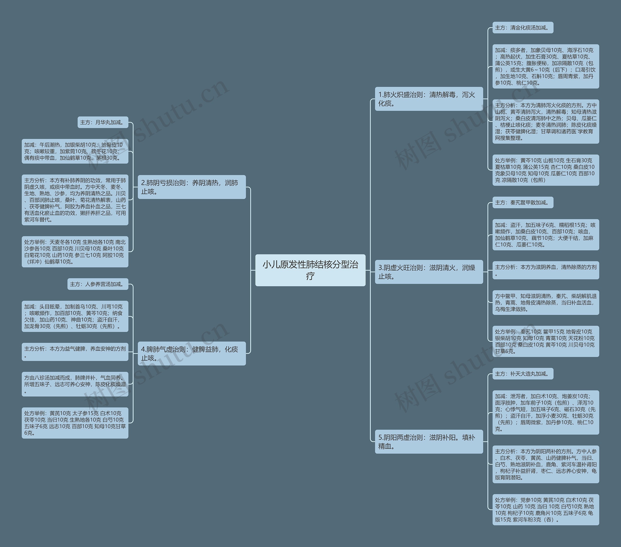 小儿原发性肺结核分型治疗思维导图