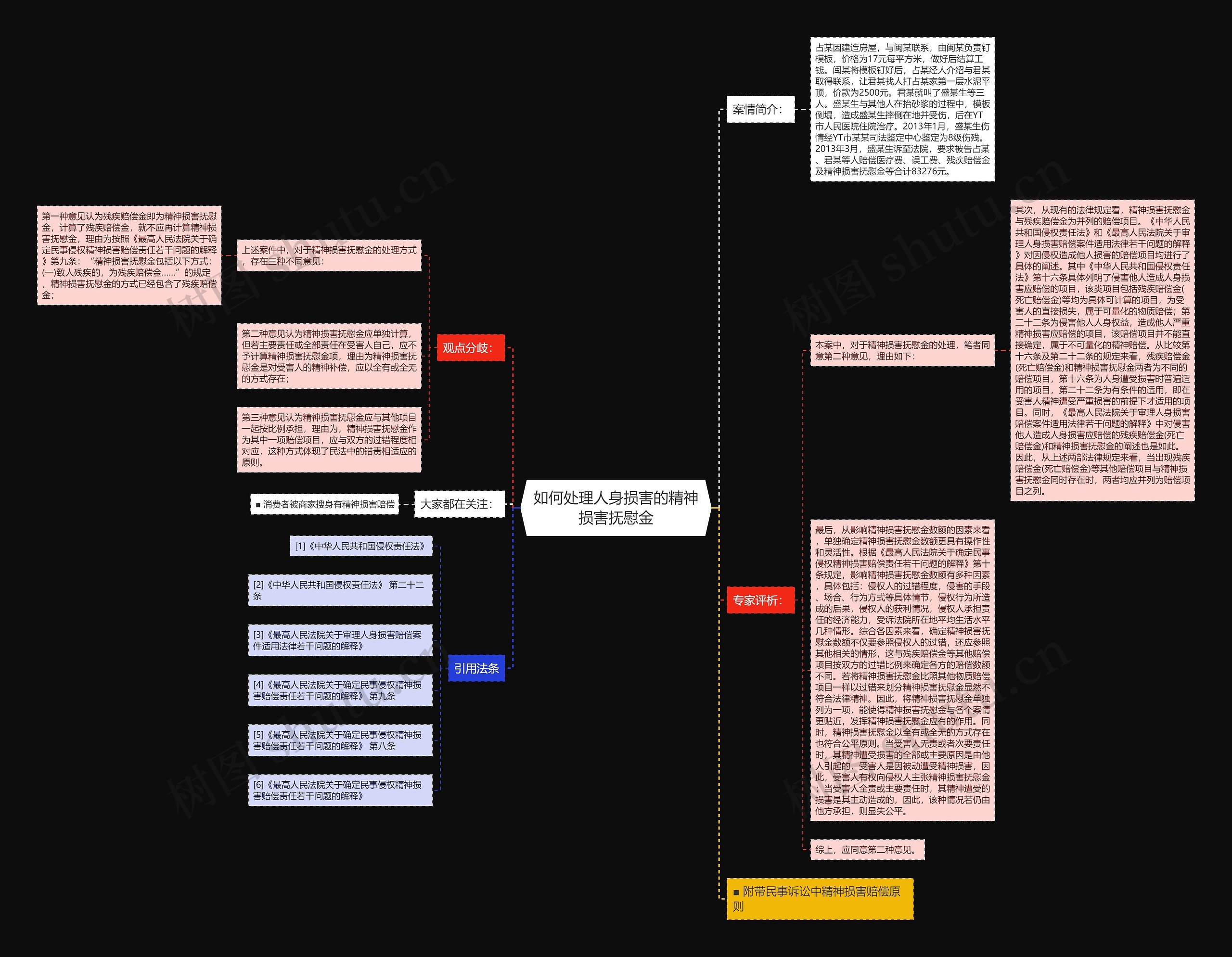 如何处理人身损害的精神损害抚慰金思维导图