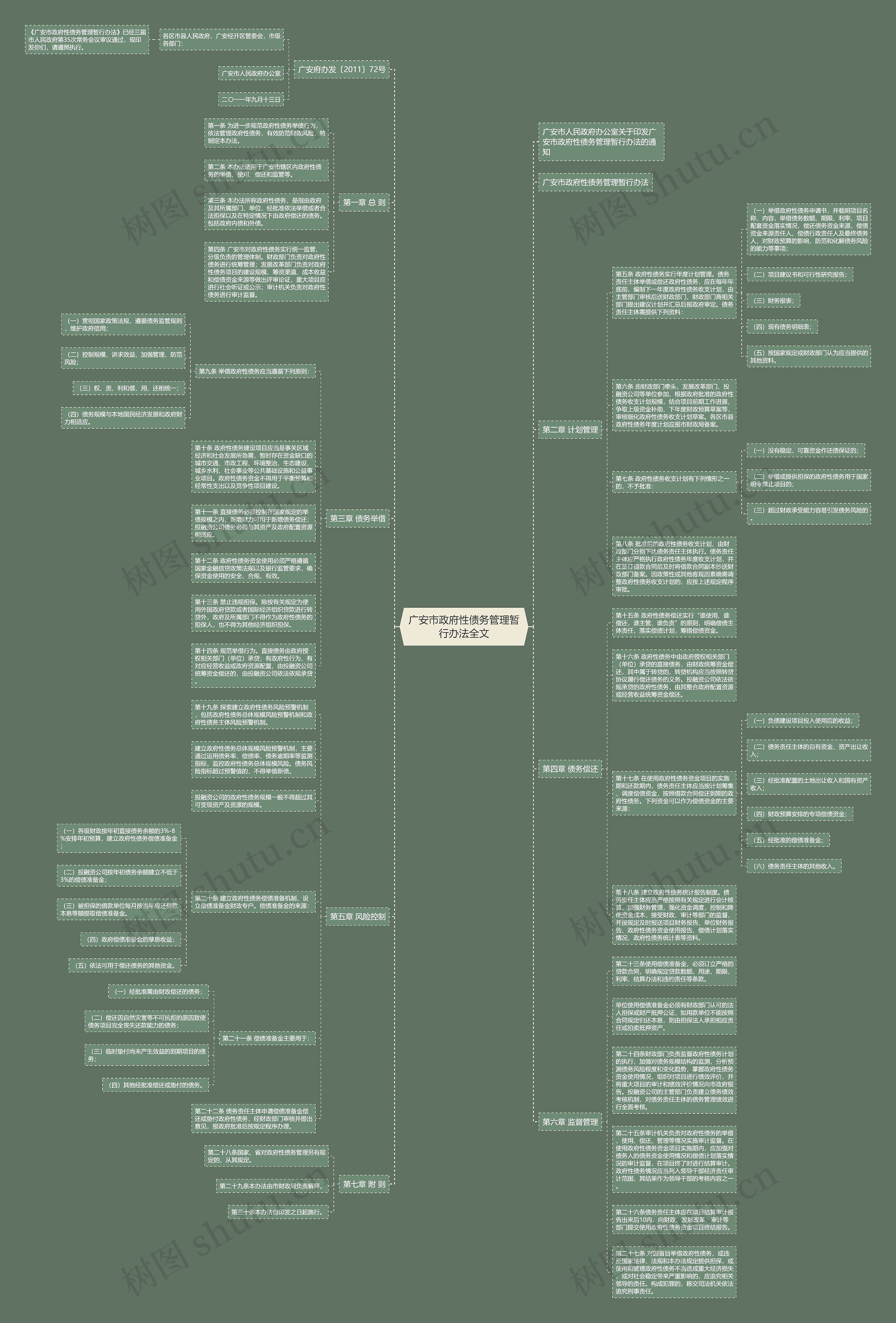 广安市政府性债务管理暂行办法全文思维导图
