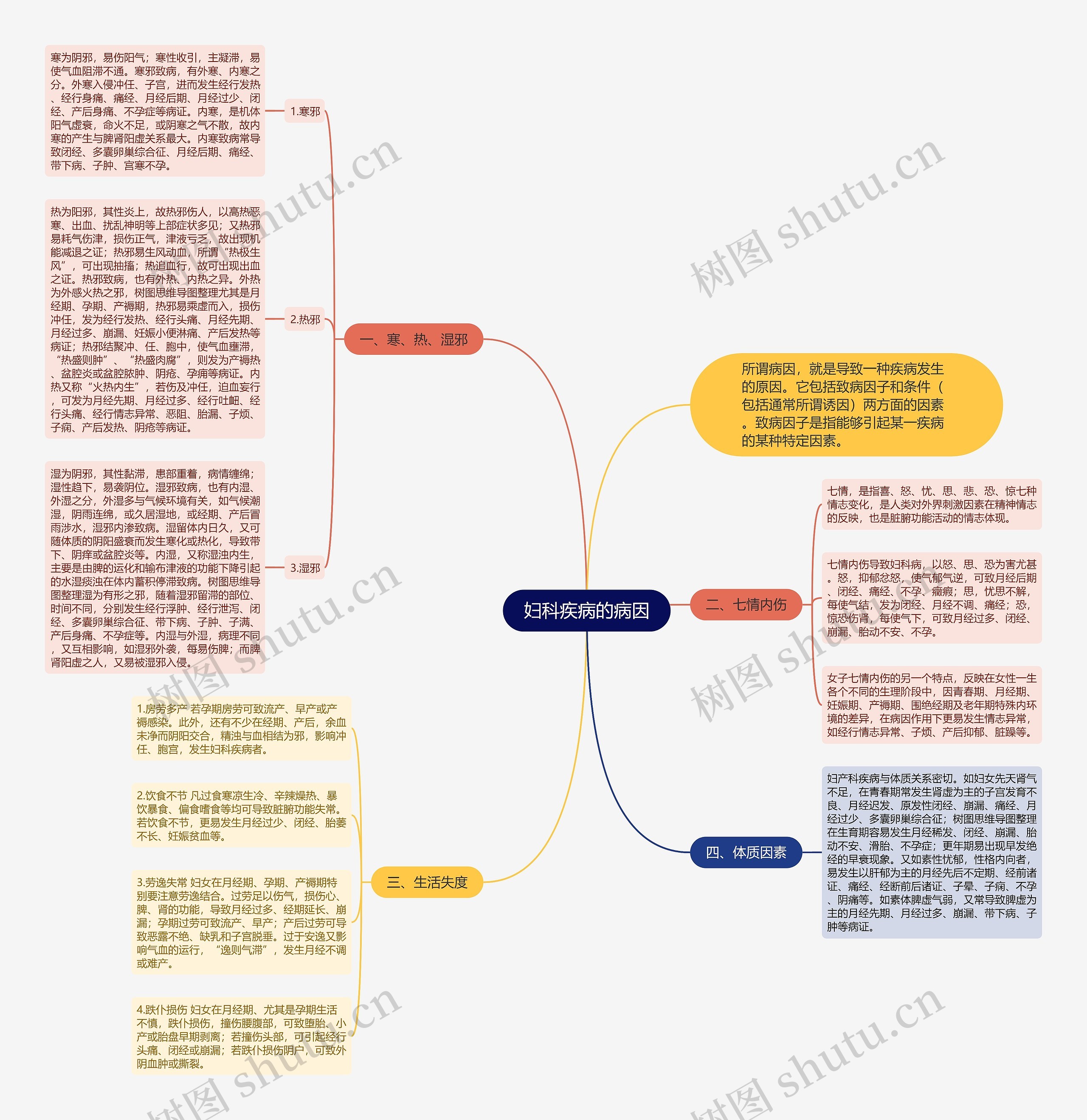 妇科疾病的病因思维导图