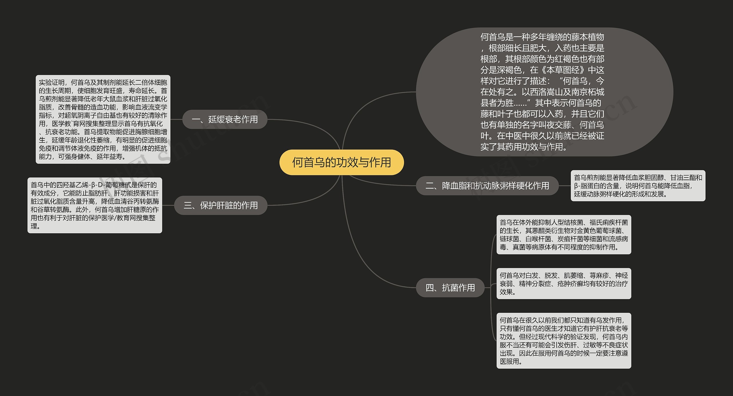 何首乌的功效与作用思维导图