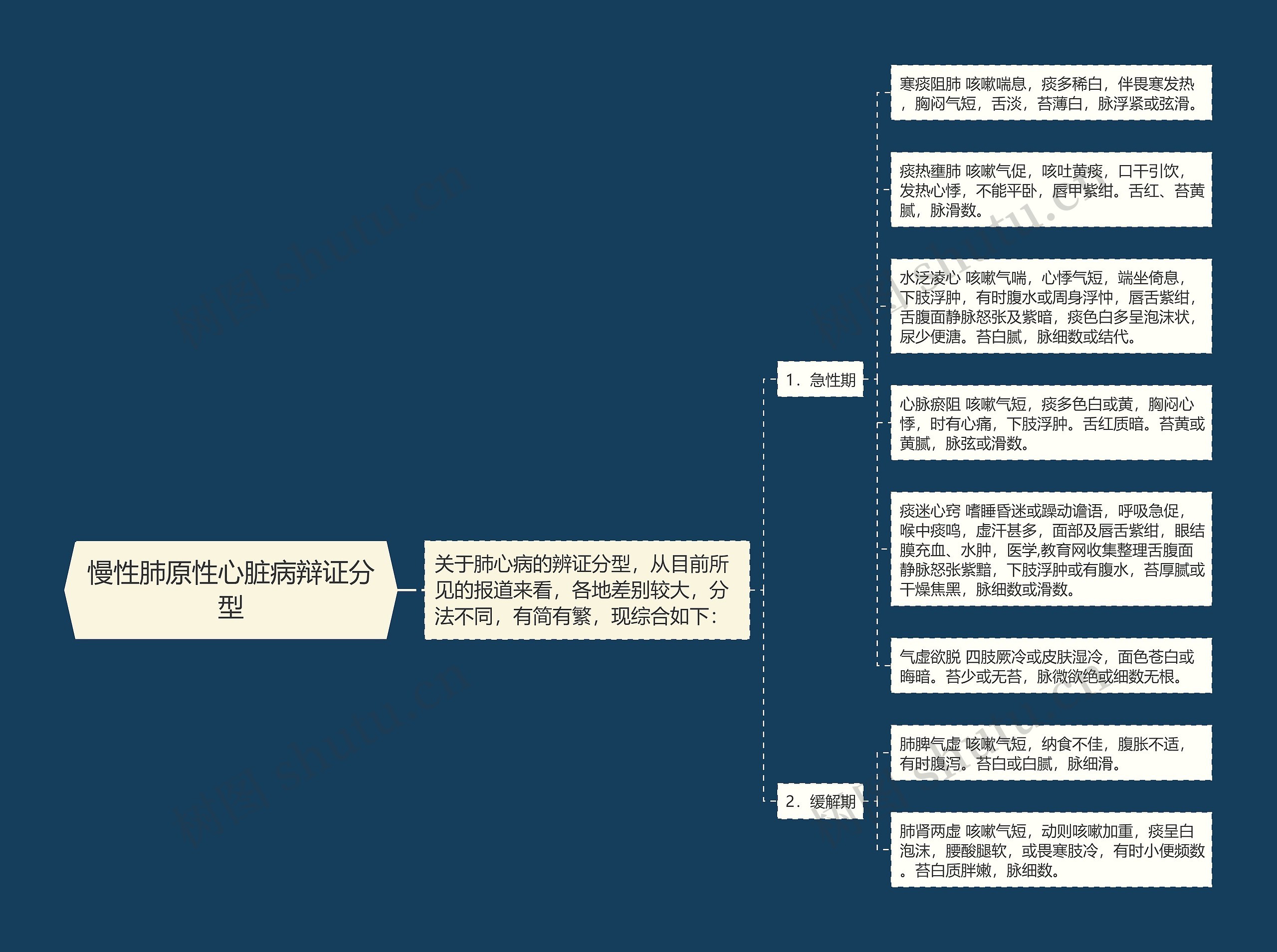 慢性肺原性心脏病辩证分型思维导图