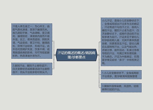 汗证的概述的概述/病因病理/诊断要点