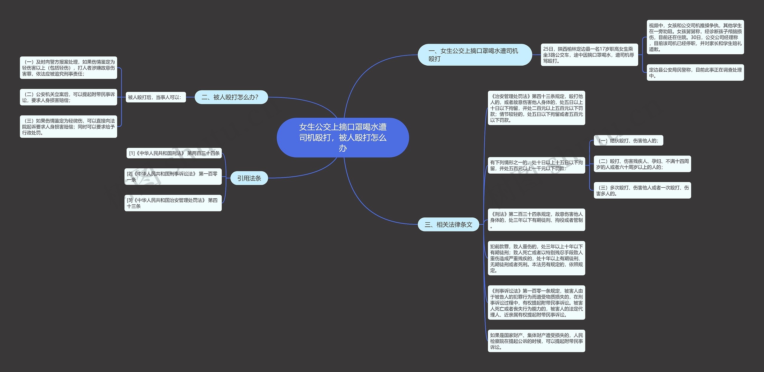 女生公交上摘口罩喝水遭司机殴打，被人殴打怎么办思维导图