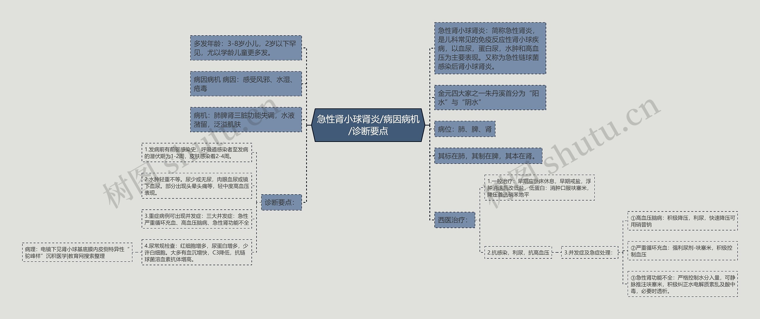 急性肾小球肾炎/病因病机/诊断要点思维导图