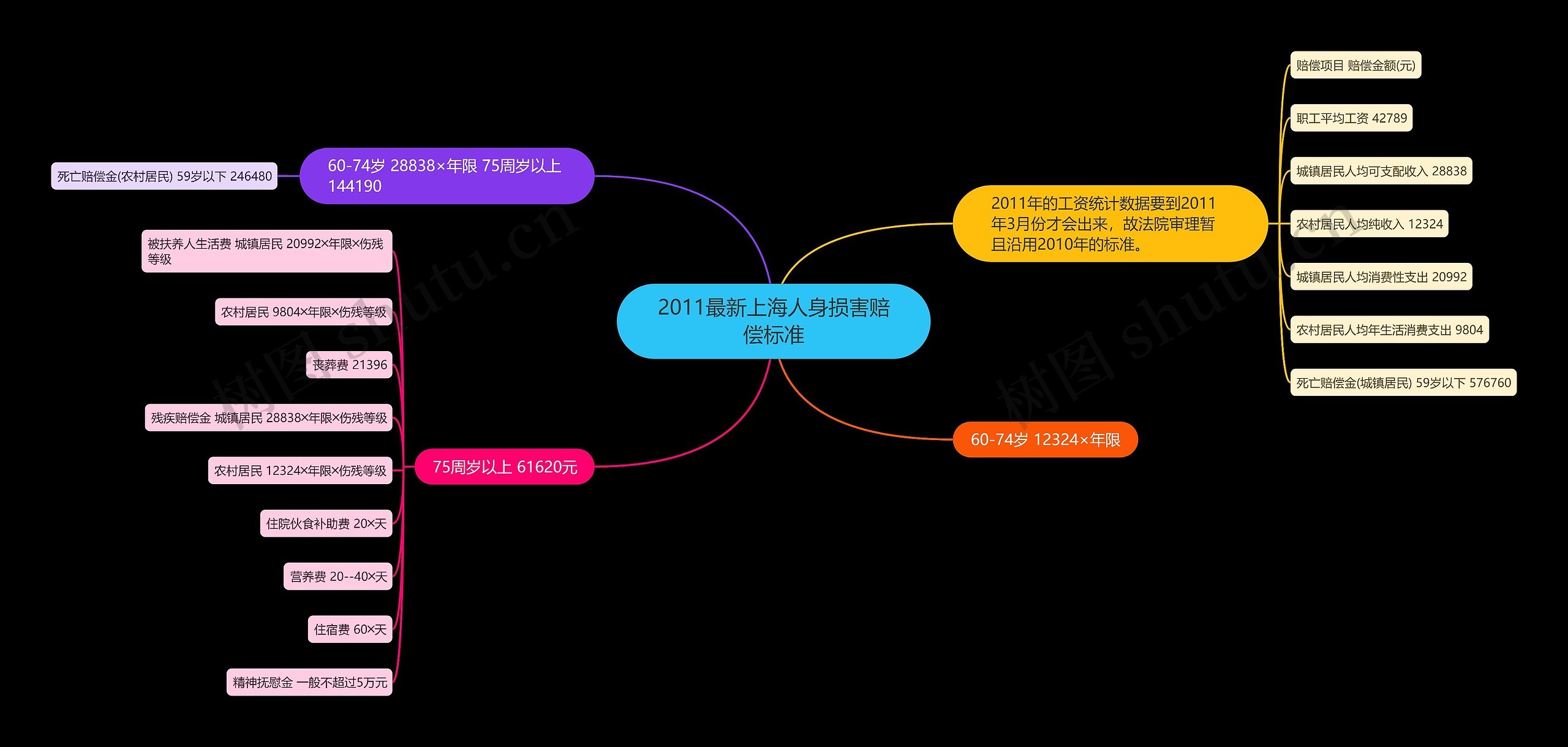 2011最新上海人身损害赔偿标准思维导图