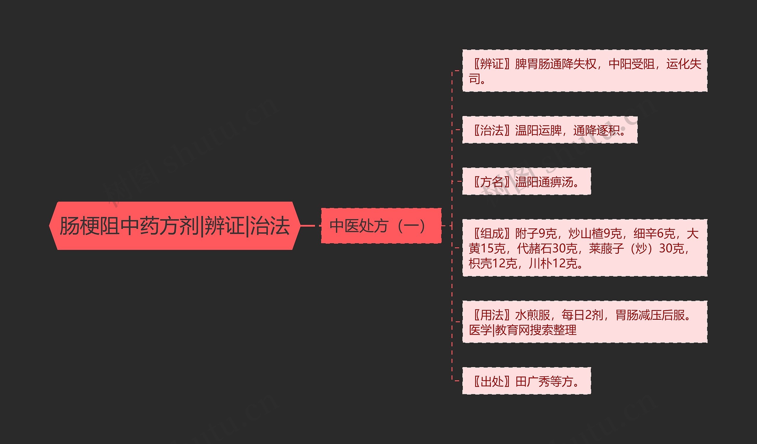 肠梗阻中药方剂|辨证|治法思维导图