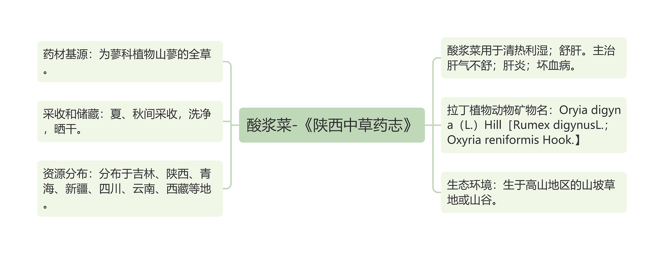 酸浆菜-《陕西中草药志》思维导图