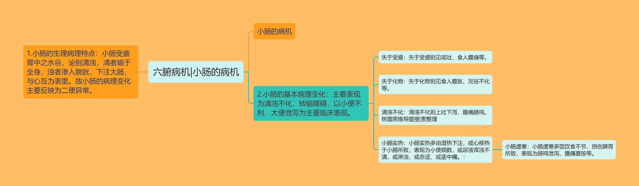 六腑病机|小肠的病机思维导图