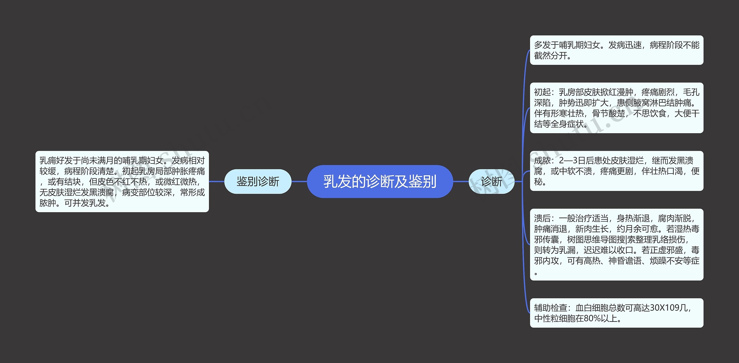 乳发的诊断及鉴别思维导图