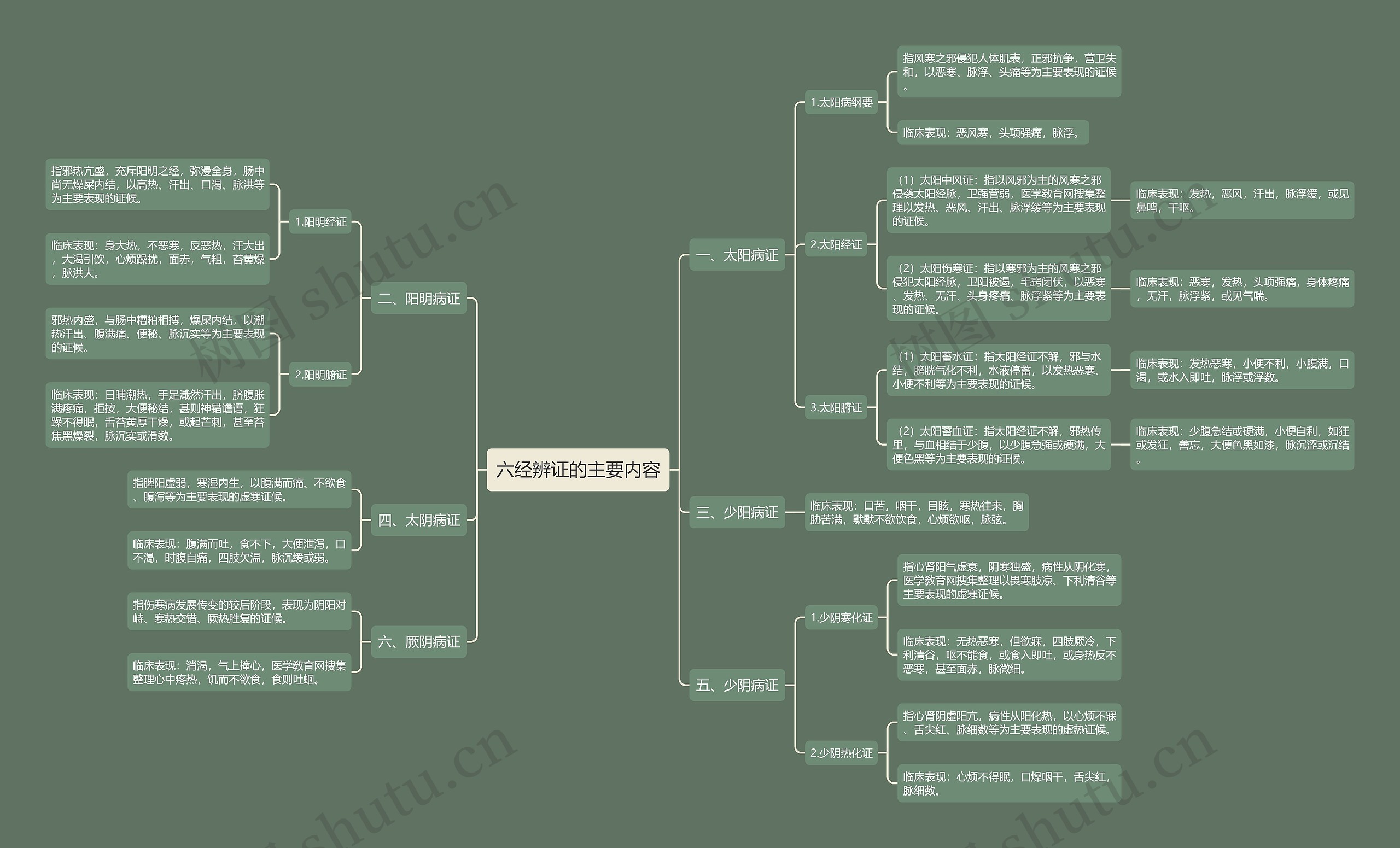六经辨证的主要内容思维导图