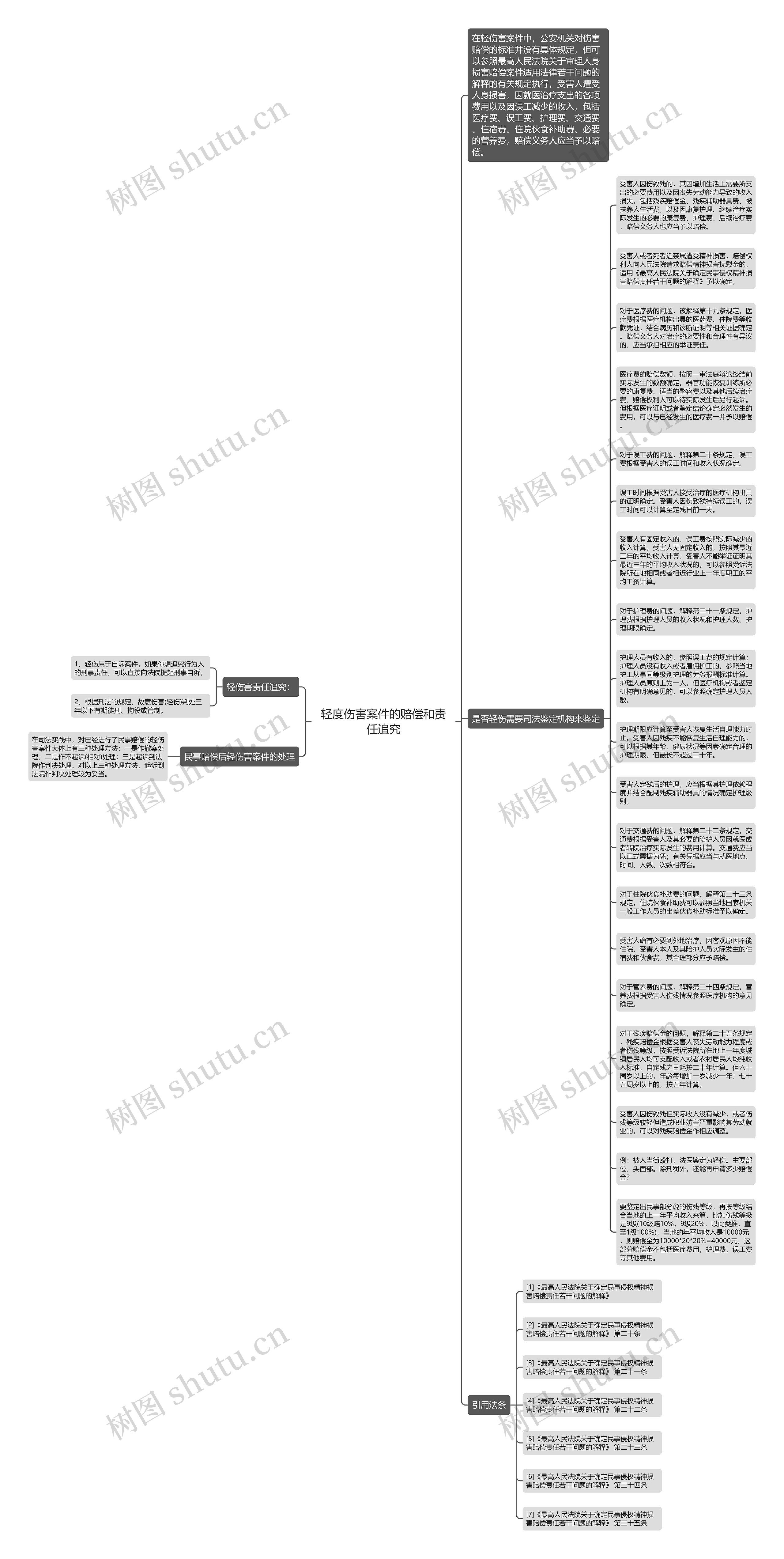 轻度伤害案件的赔偿和责任追究思维导图