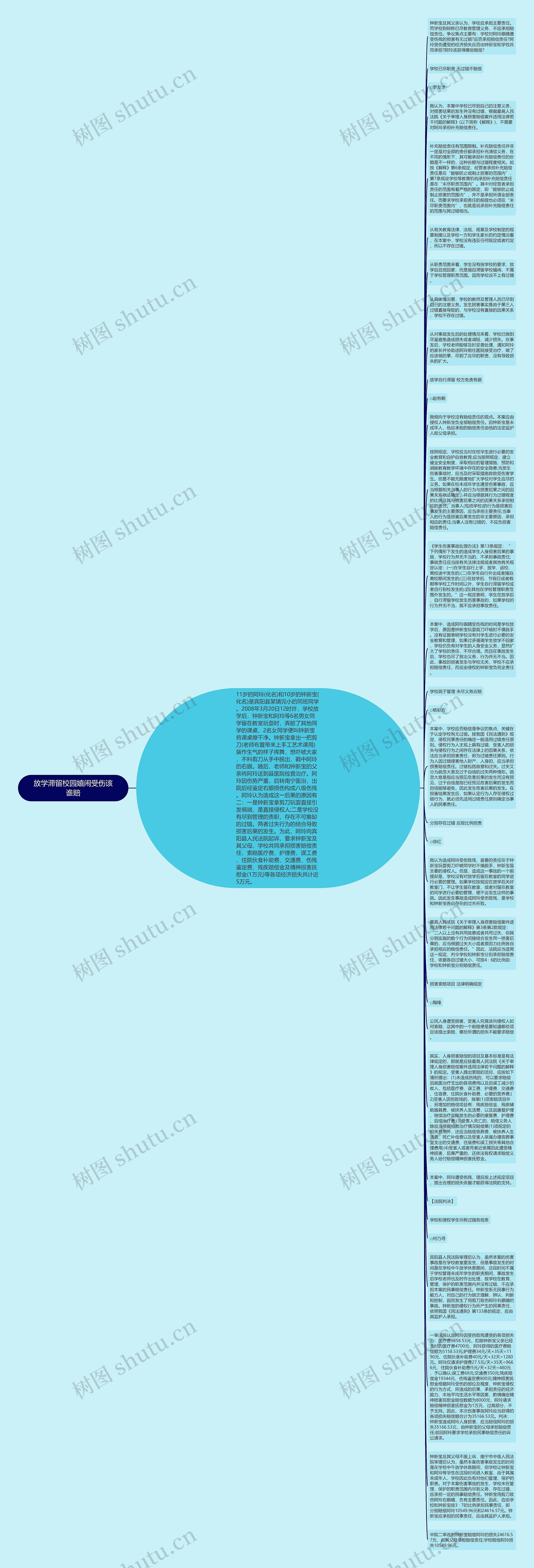 放学滞留校园嬉闹受伤该谁赔思维导图