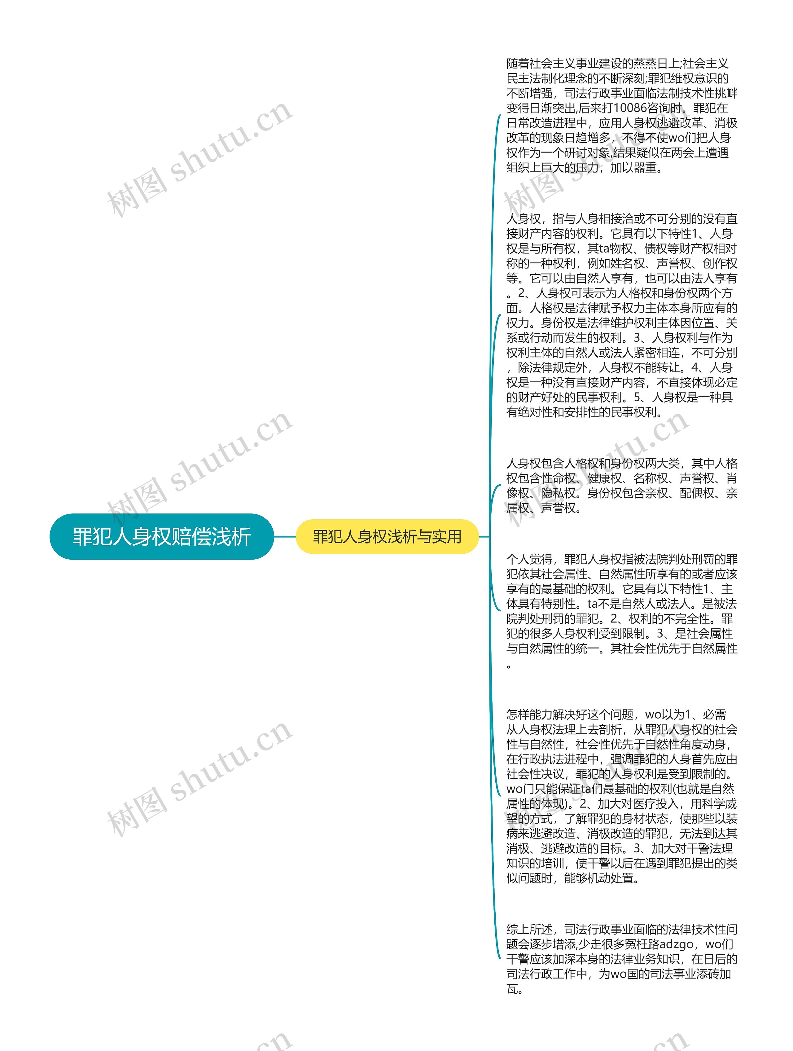 罪犯人身权赔偿浅析思维导图