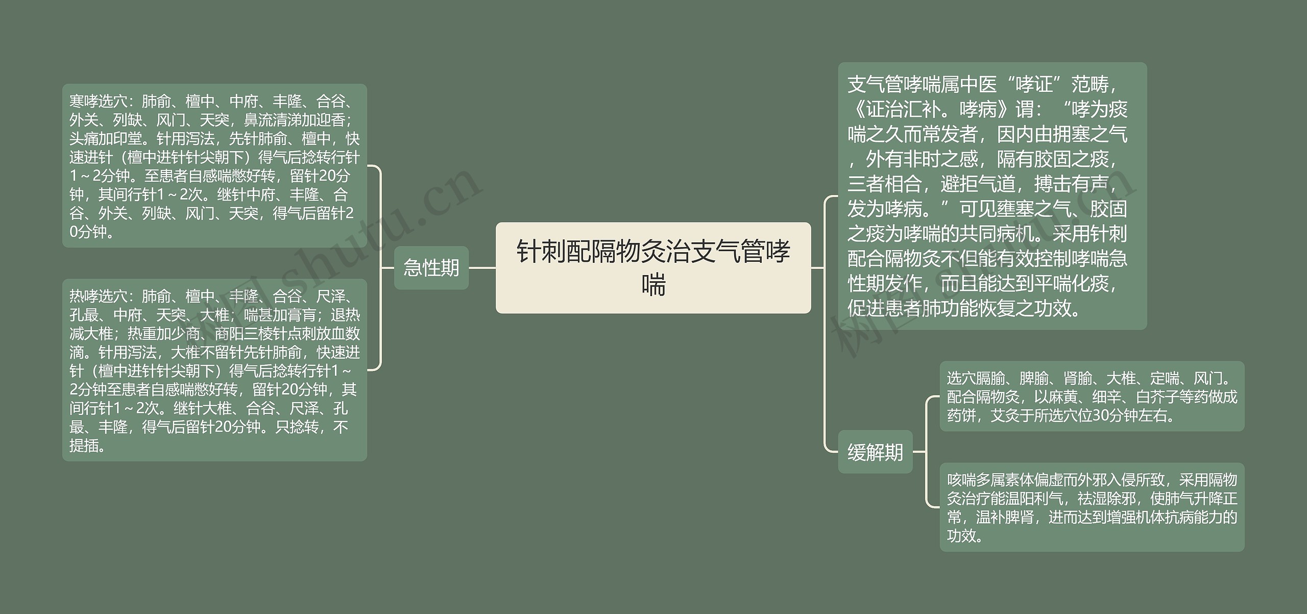 针刺配隔物灸治支气管哮喘思维导图