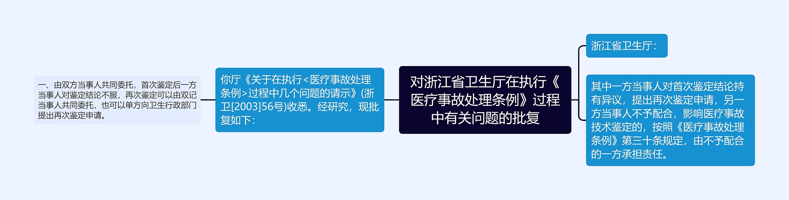 对浙江省卫生厅在执行《医疗事故处理条例》过程中有关问题的批复思维导图