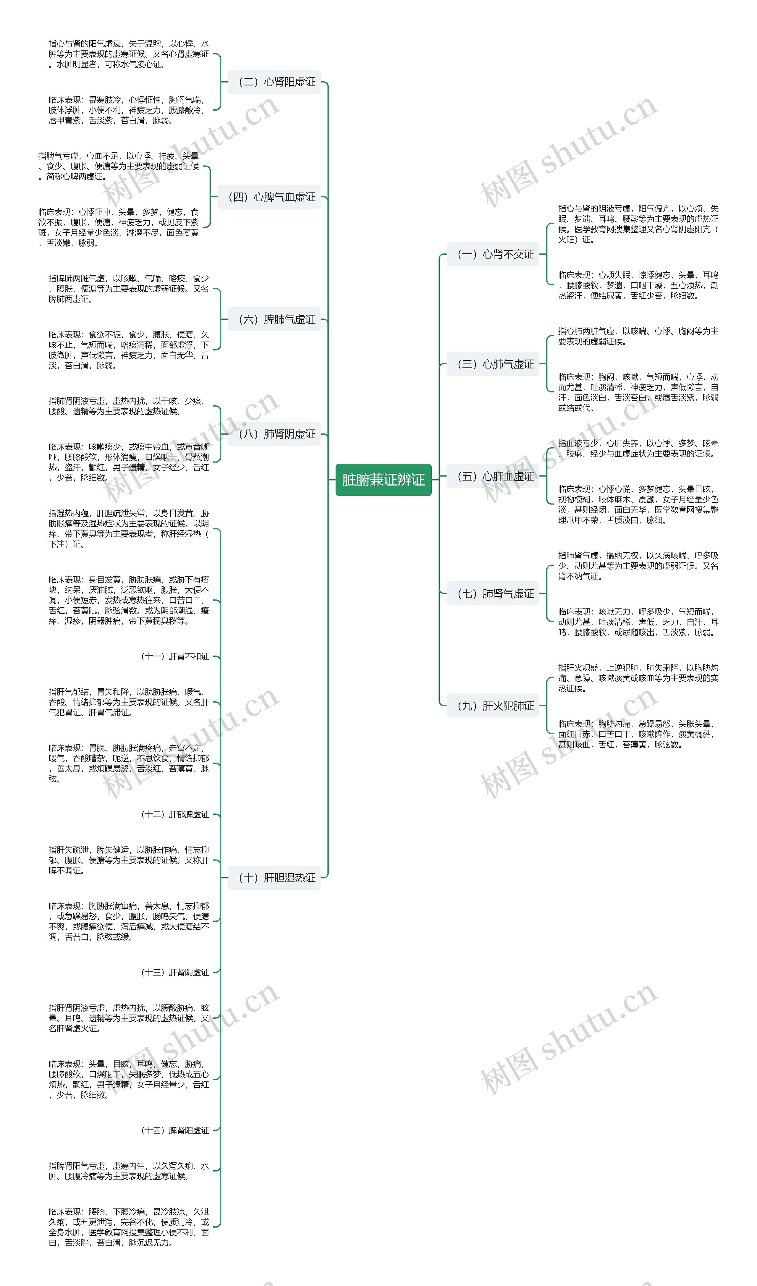 脏腑兼证辨证思维导图
