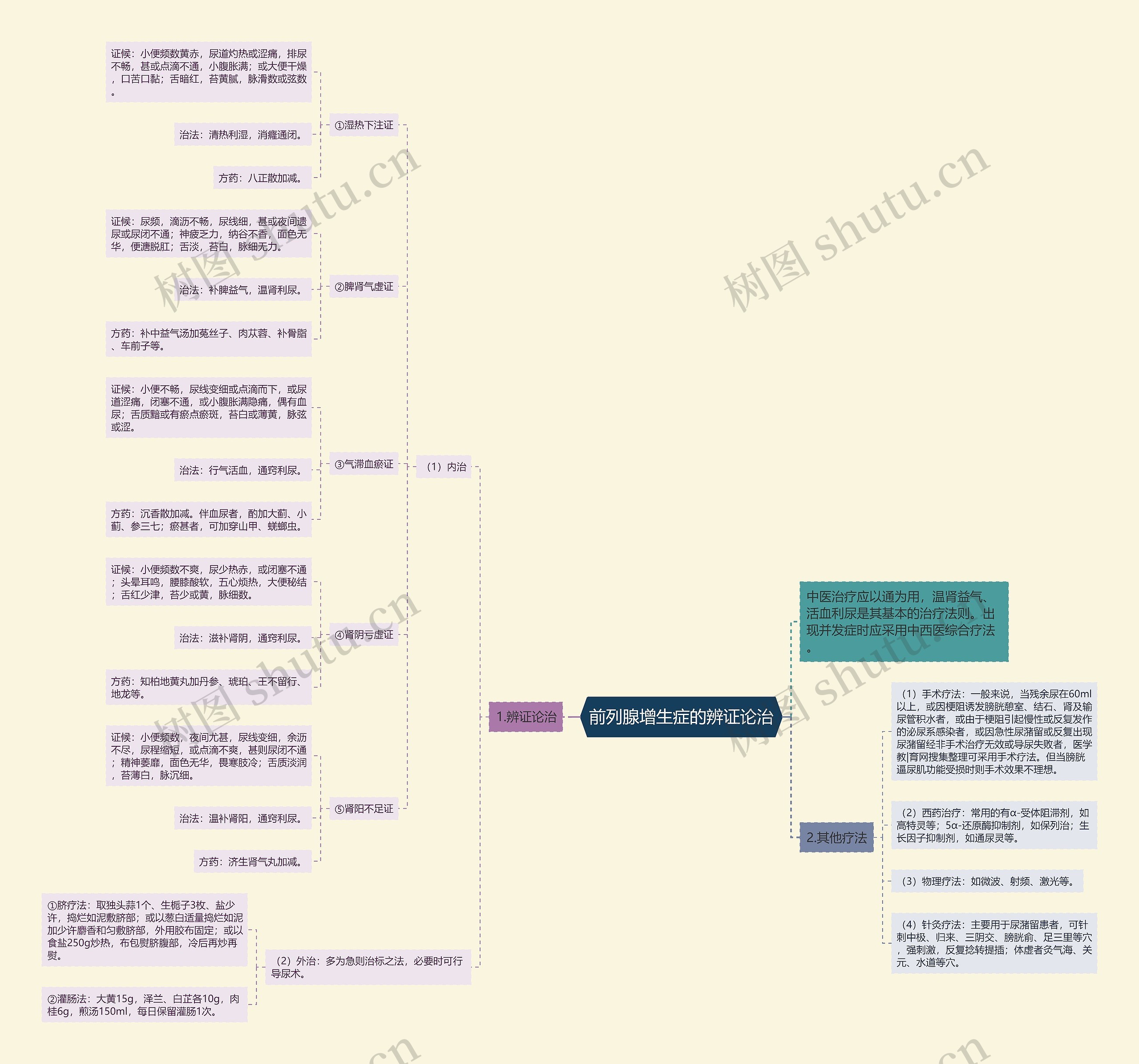 前列腺增生症的辨证论治思维导图