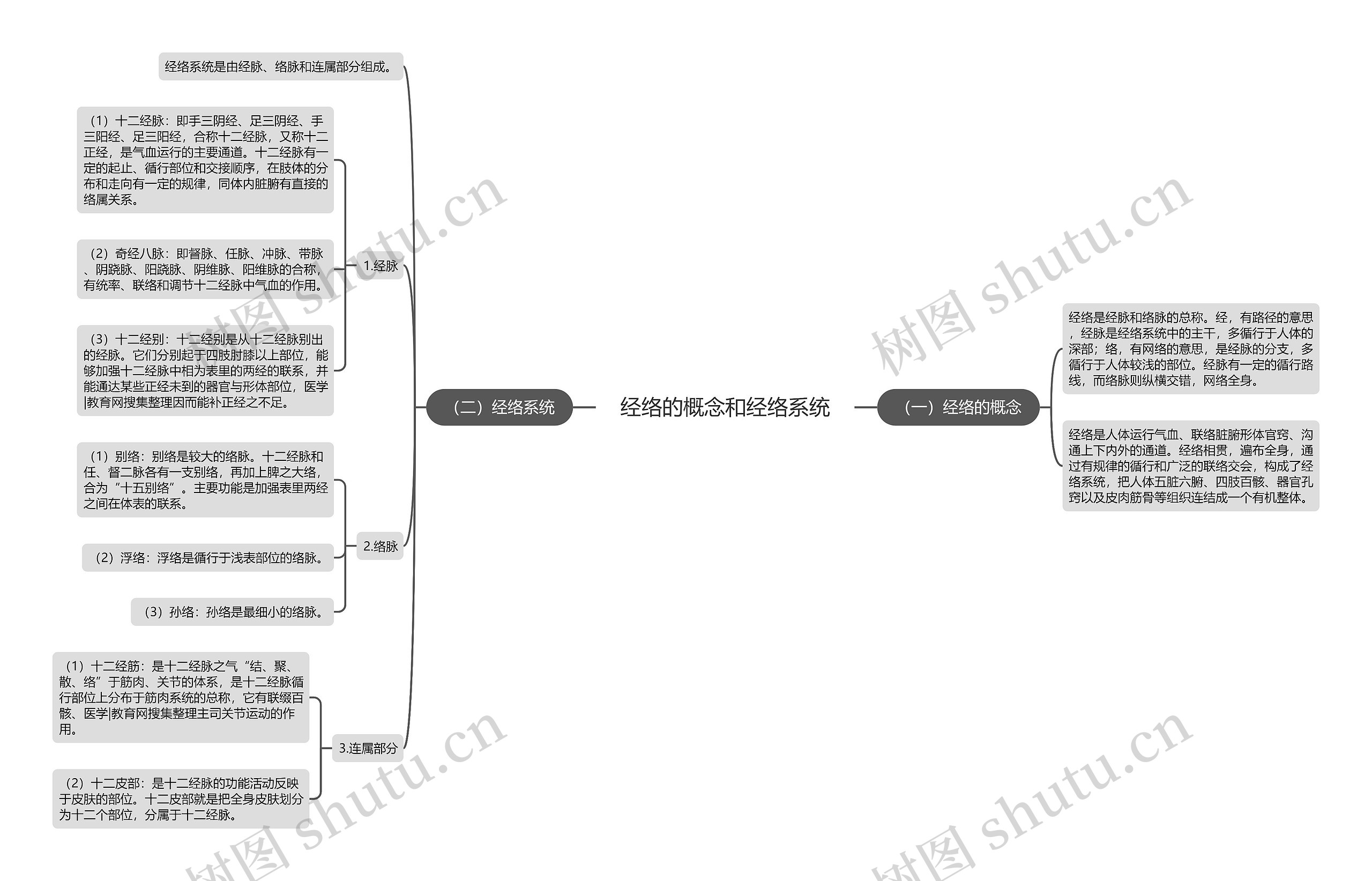 经络的概念和经络系统思维导图