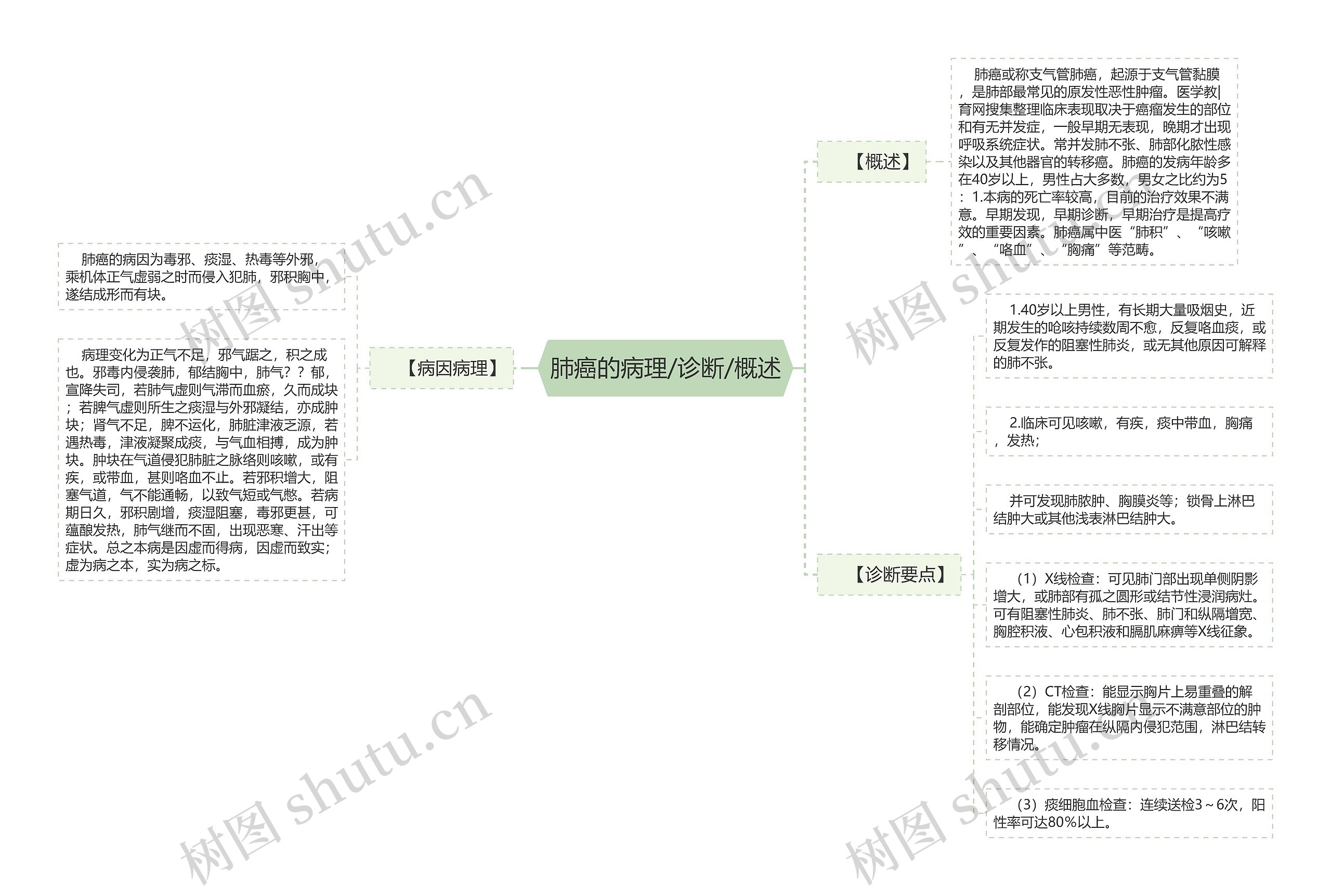 肺癌的病理/诊断/概述思维导图