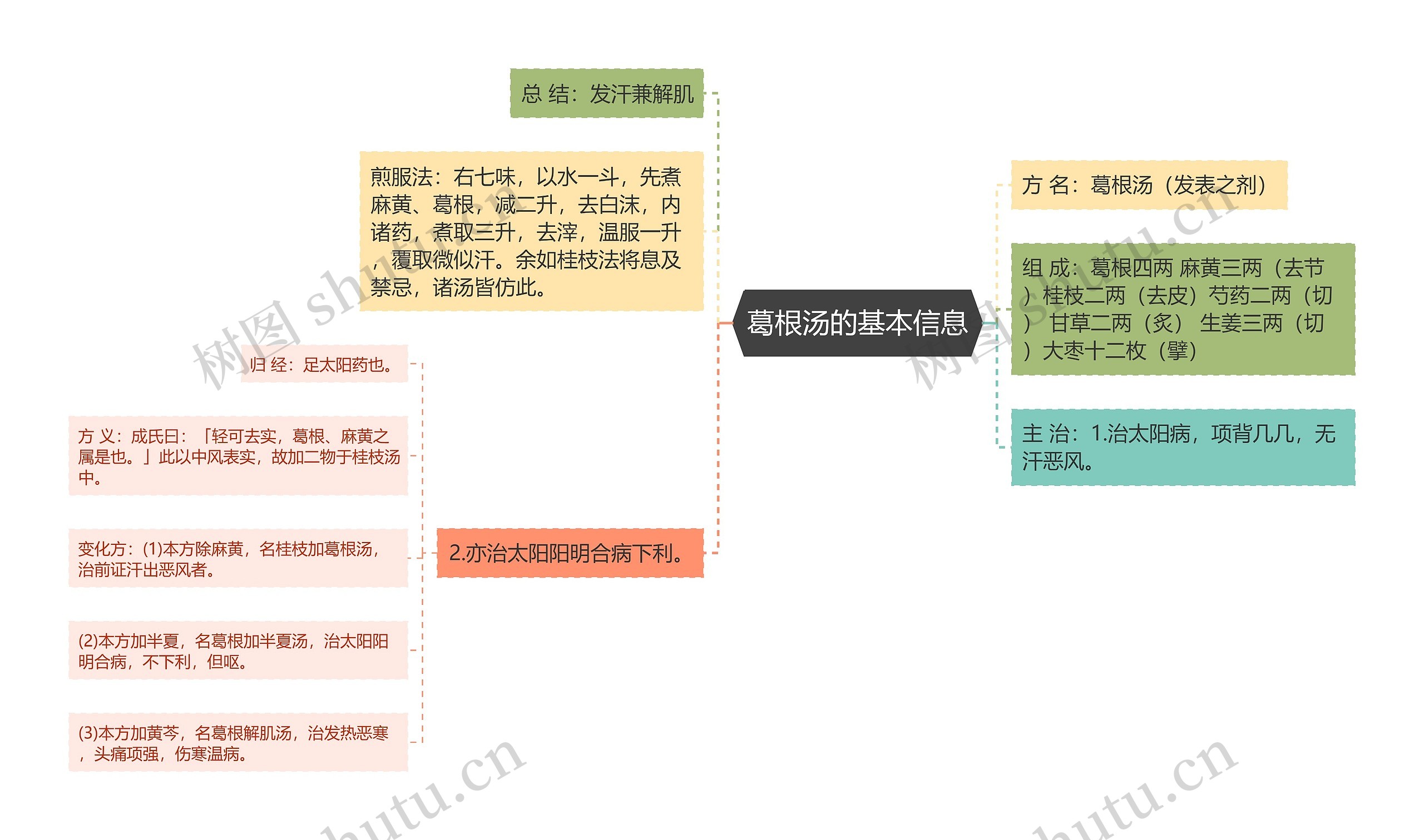 葛根汤的基本信息思维导图