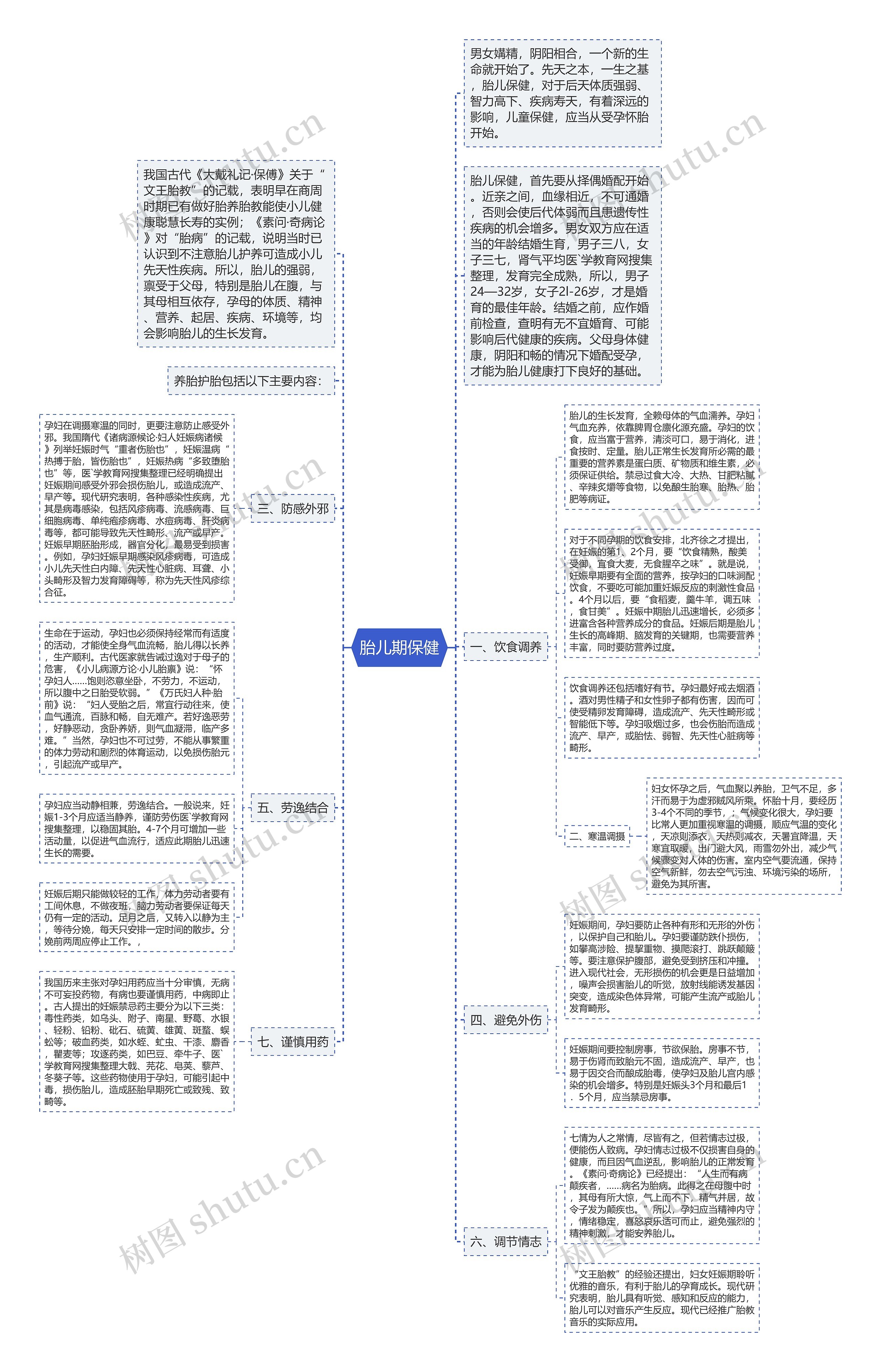 胎儿期保健思维导图