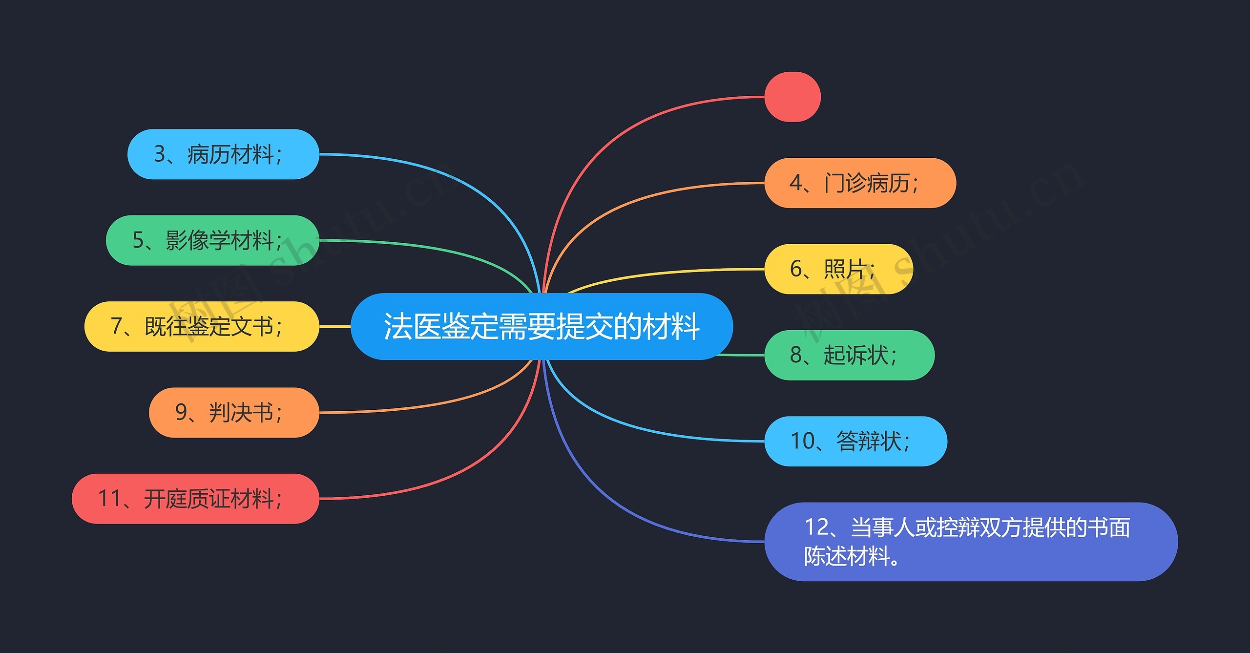 法医鉴定需要提交的材料思维导图